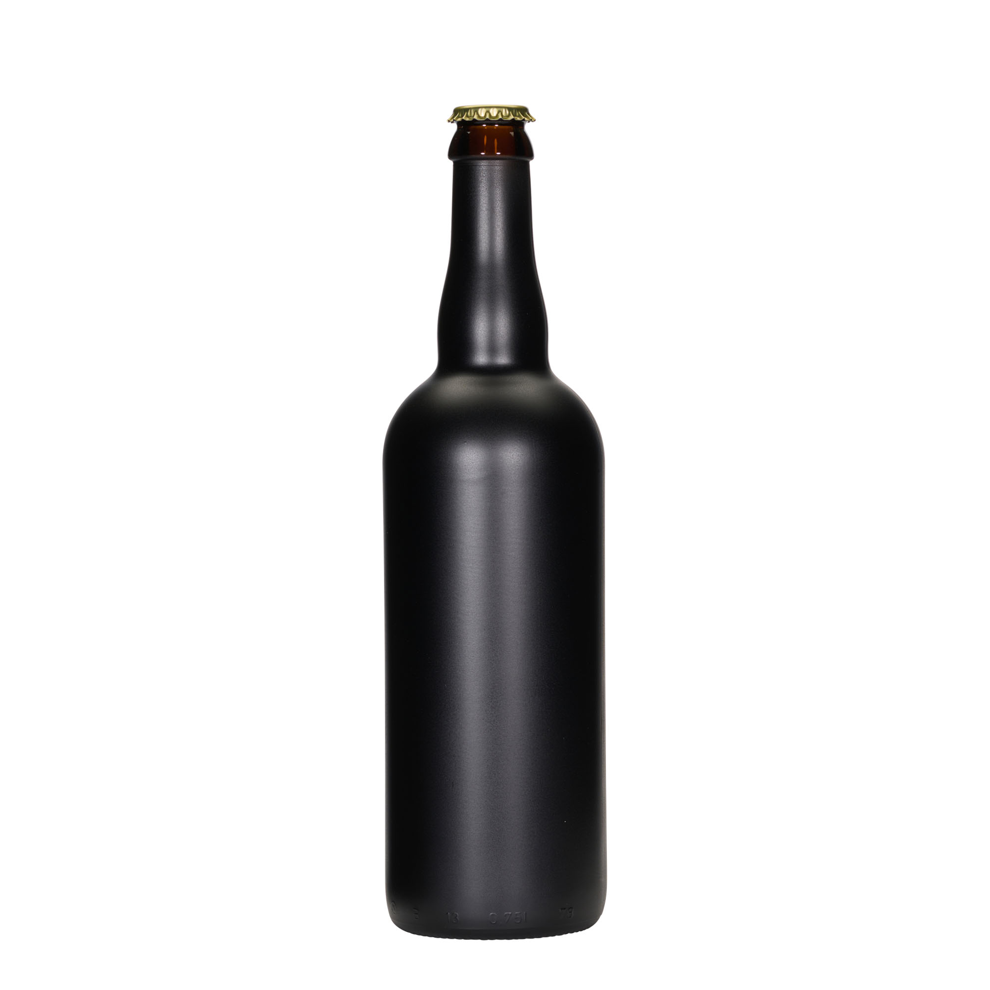 750 ml beer bottle Belgium, glass, black, mouth: crown cap