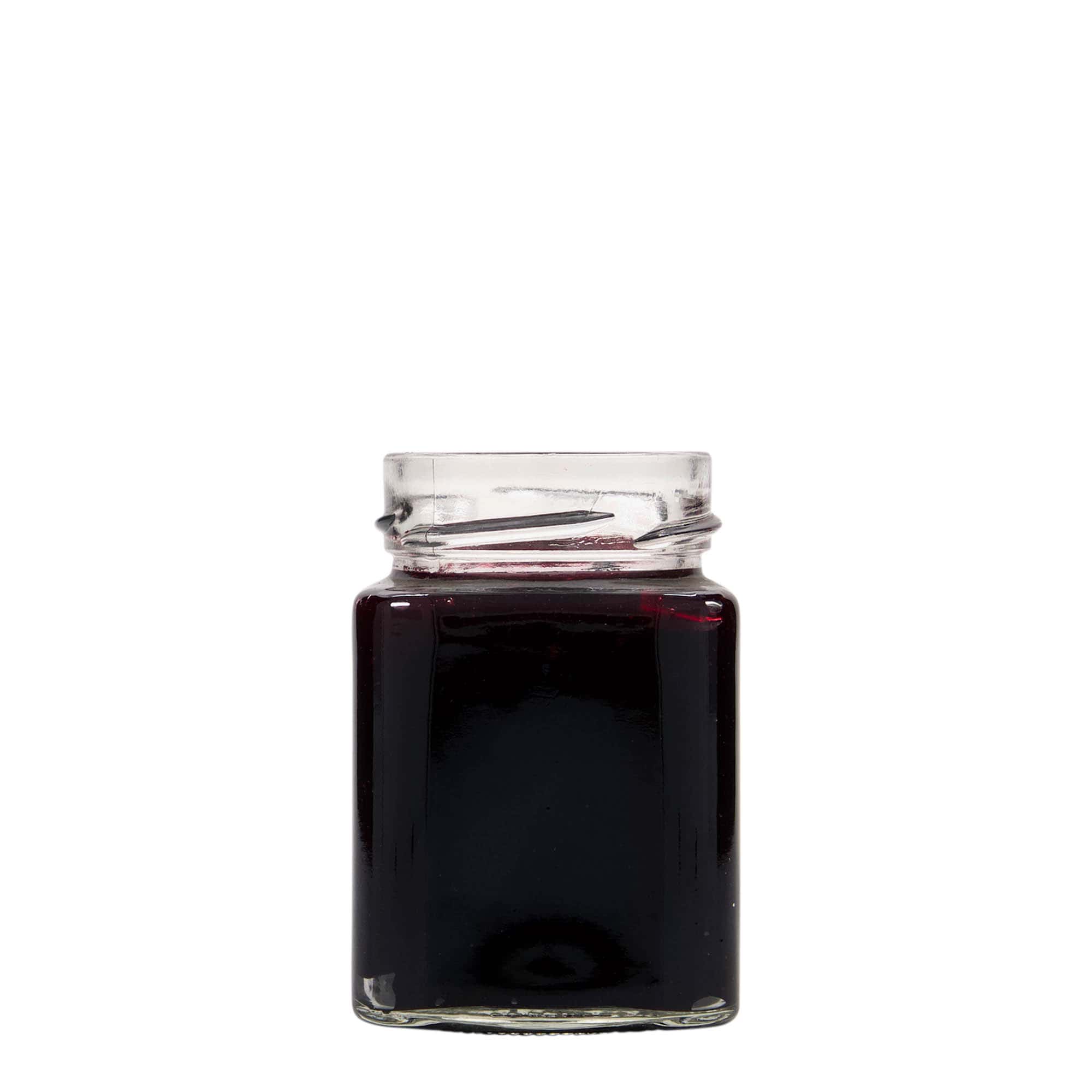 212 ml square jar ‘Funny’, opening: Deep-Twist-off (DTO 58)