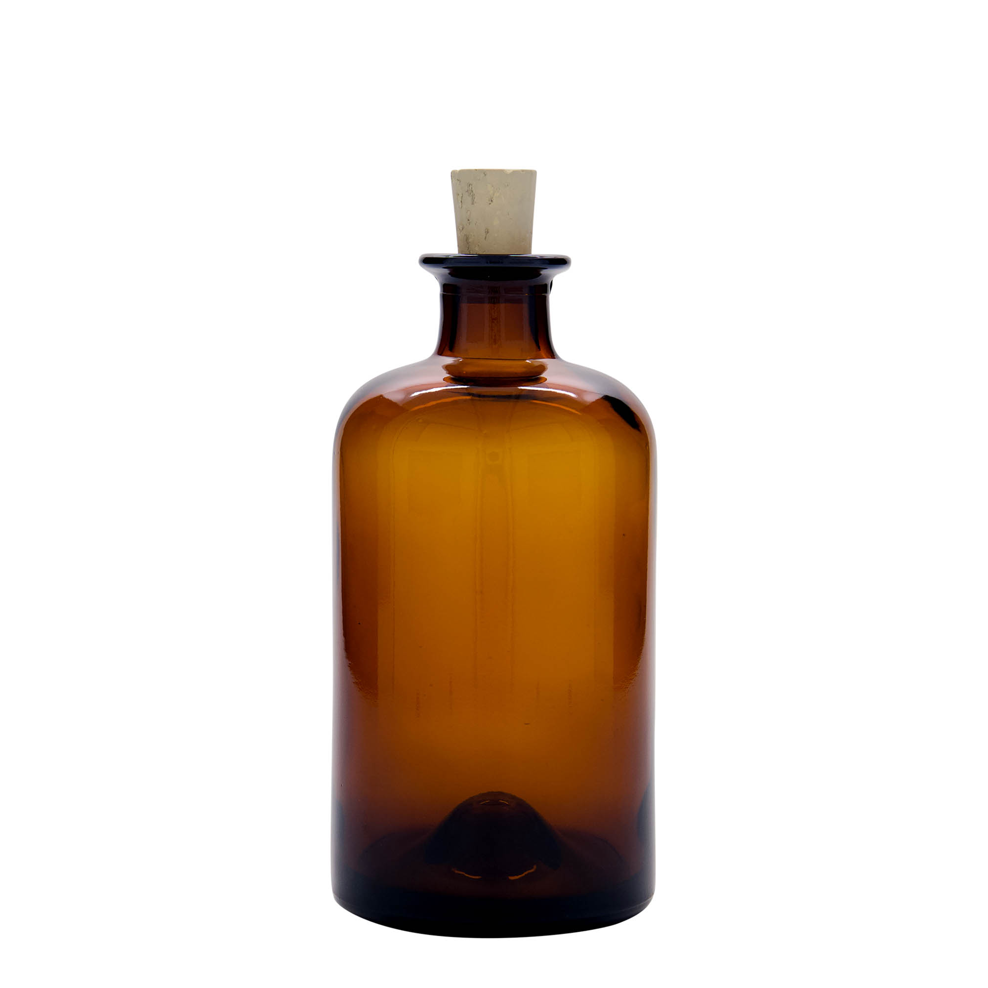 500 ml glass bottle, apothecary style, brown, opening: cork 500 ml glass bottle, apothecary style, brown, opening: cork