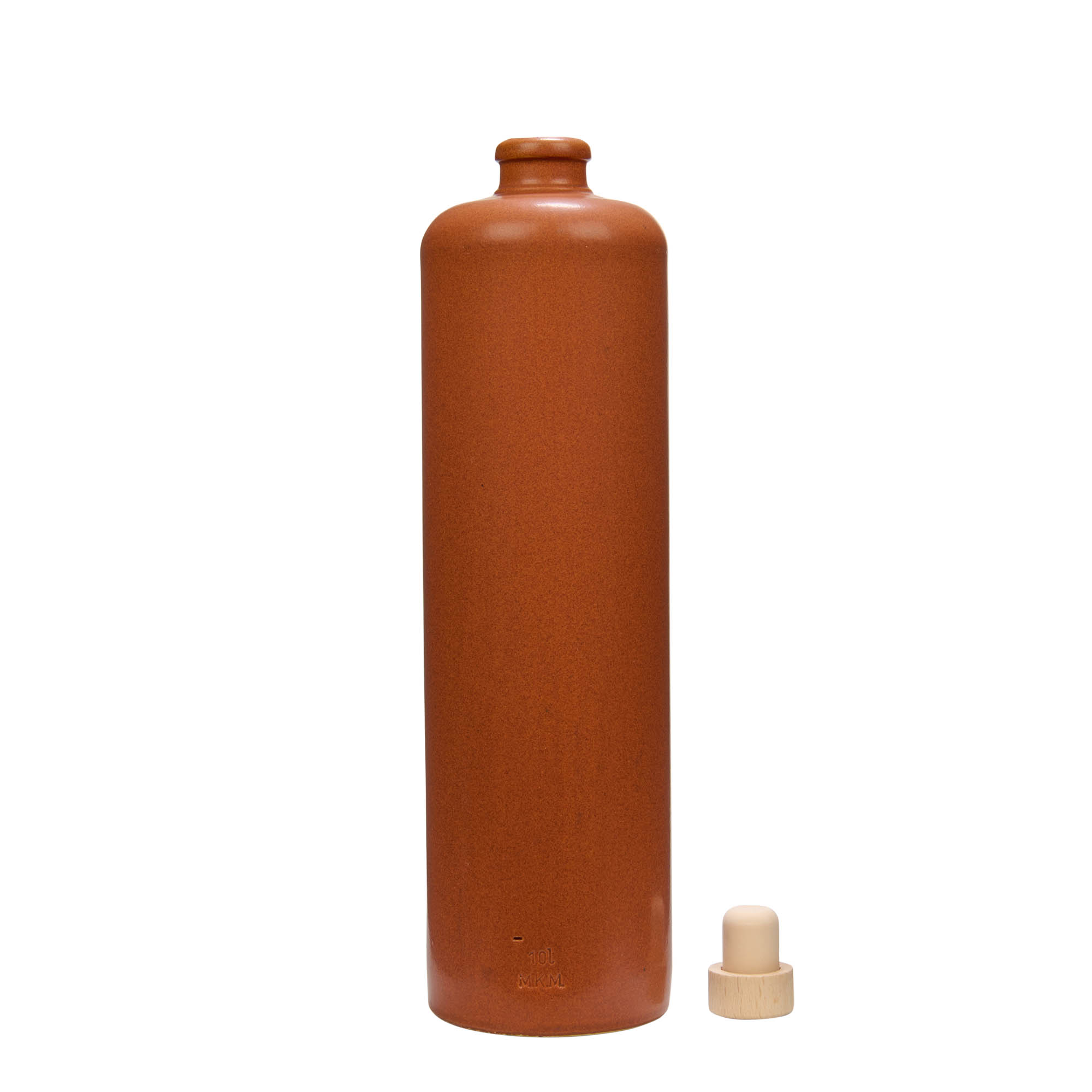 1,000 ml clay jug, stoneware, red-brown, opening: cork