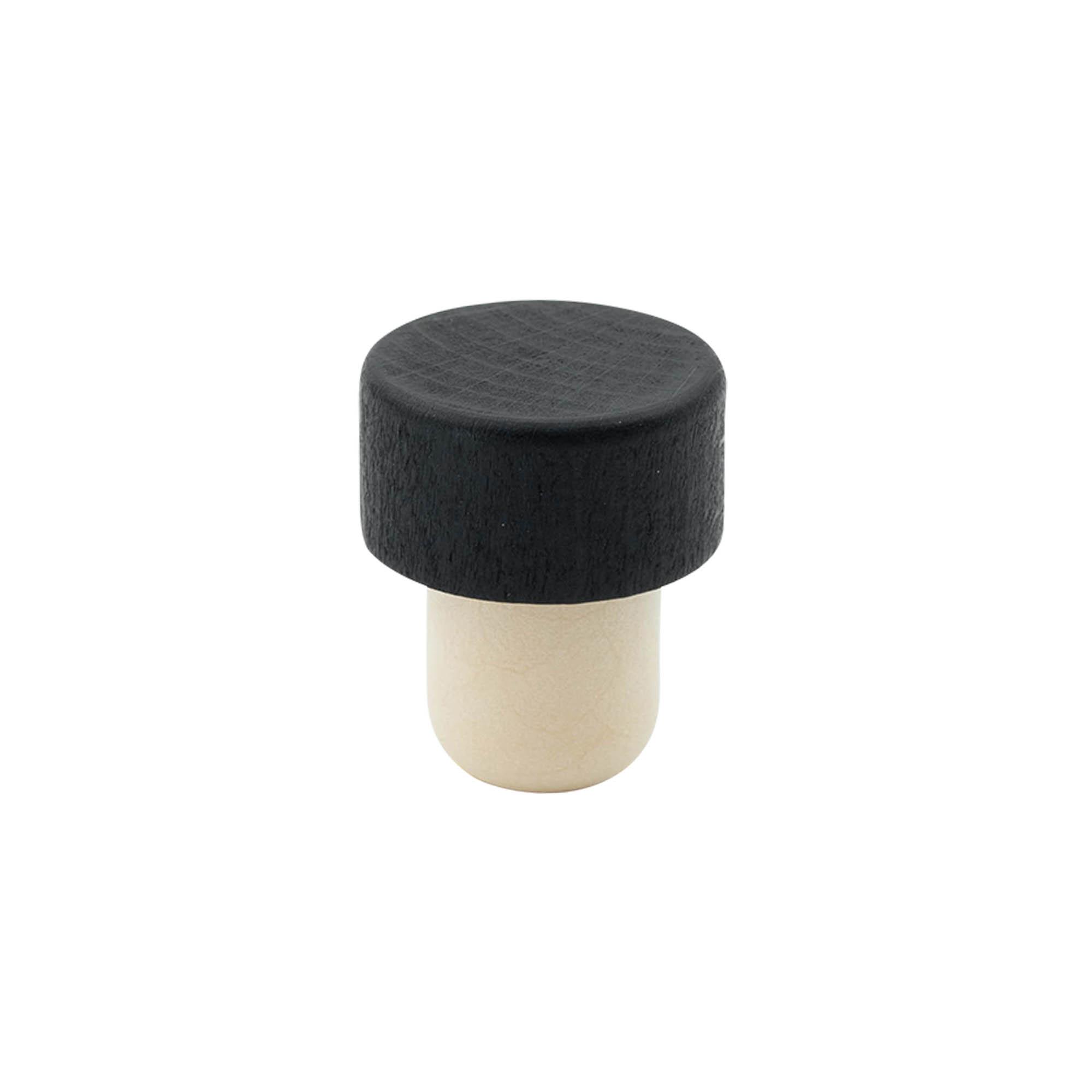 19 mm mushroom cork, wood/plastic, black, for opening: cork