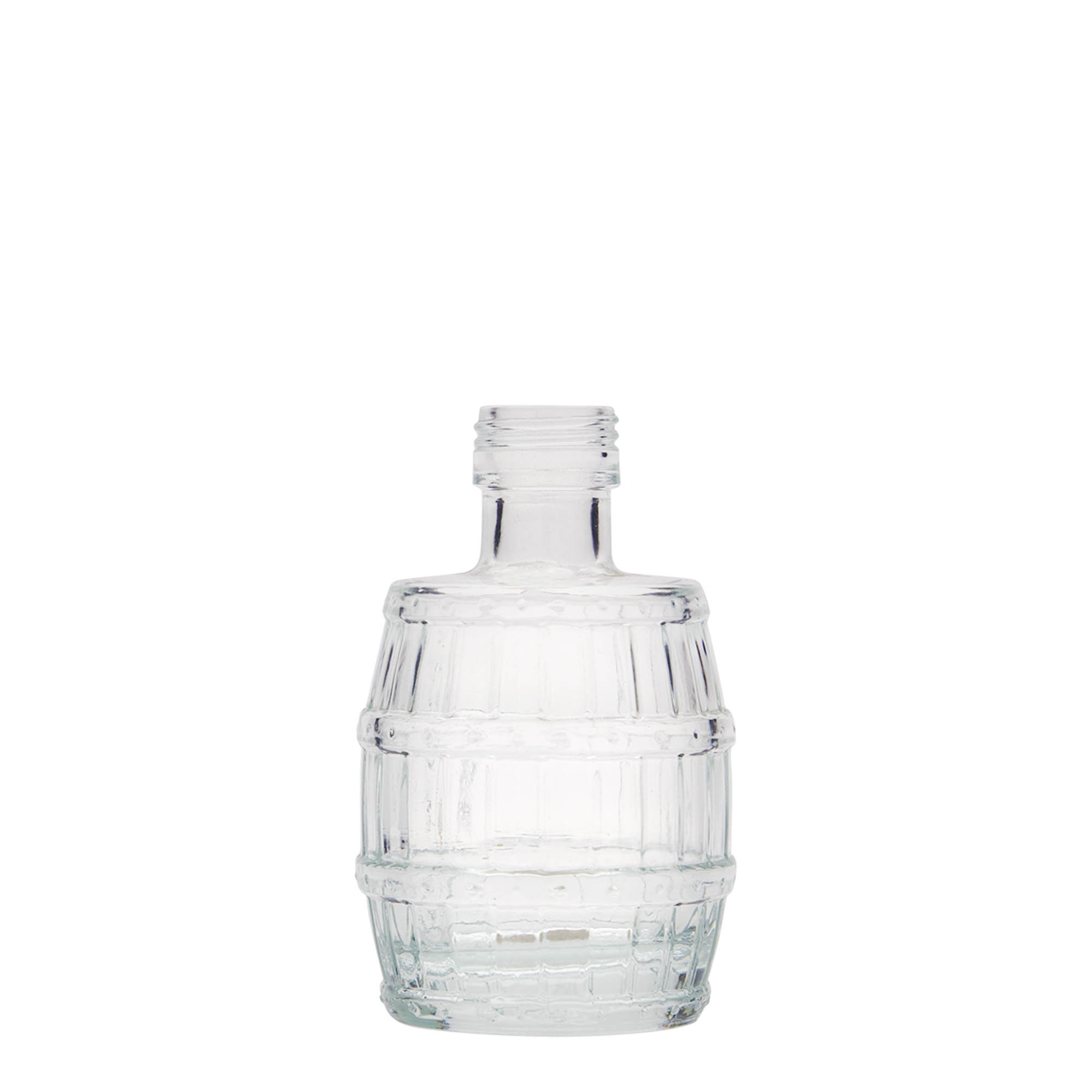 100 ml glass bottle 'barrel', opening: PP 24 100 ml glass bottle 'barrel', opening: PP 24