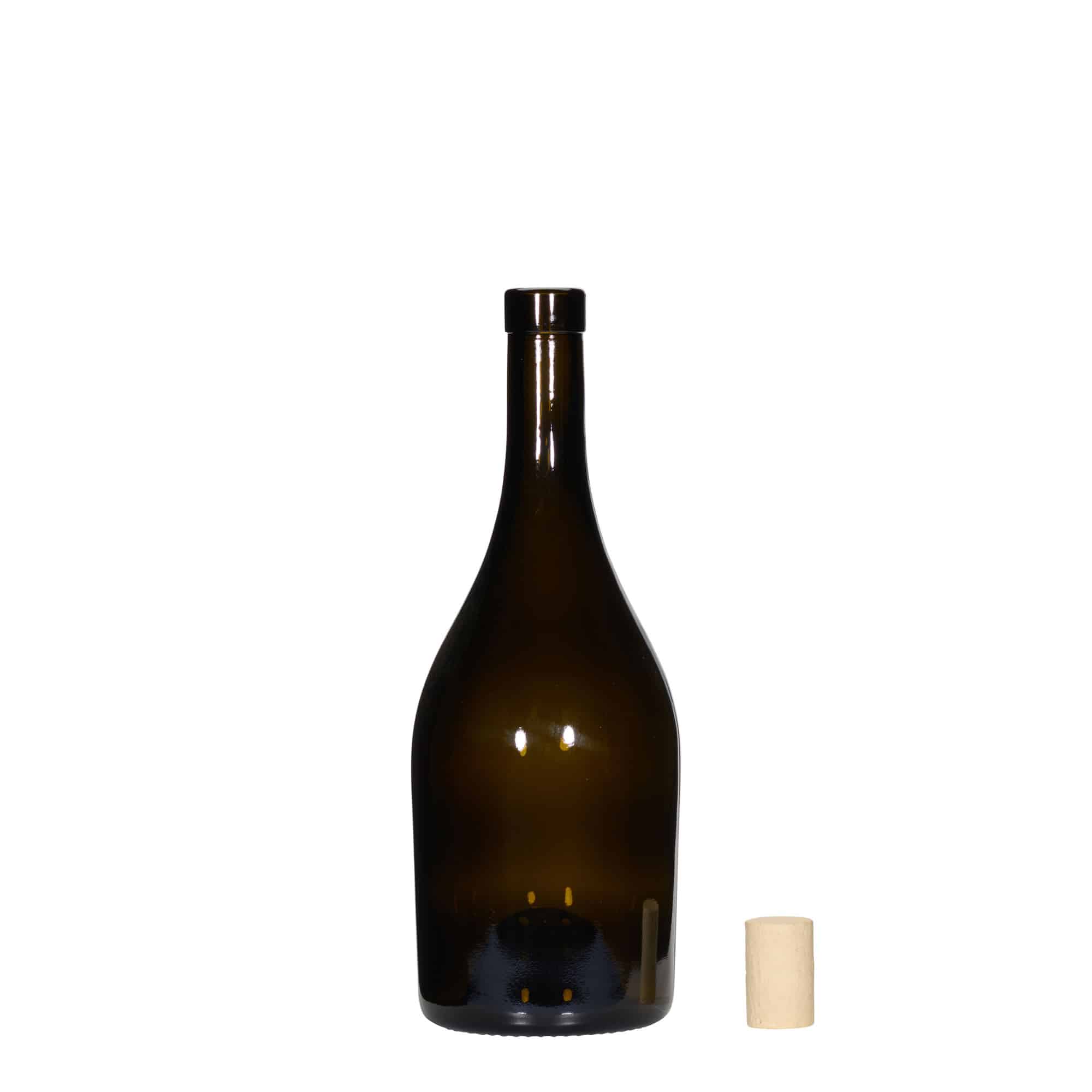 750 ml wine bottle ‘Exclusive’, antique green, mouth: cork
