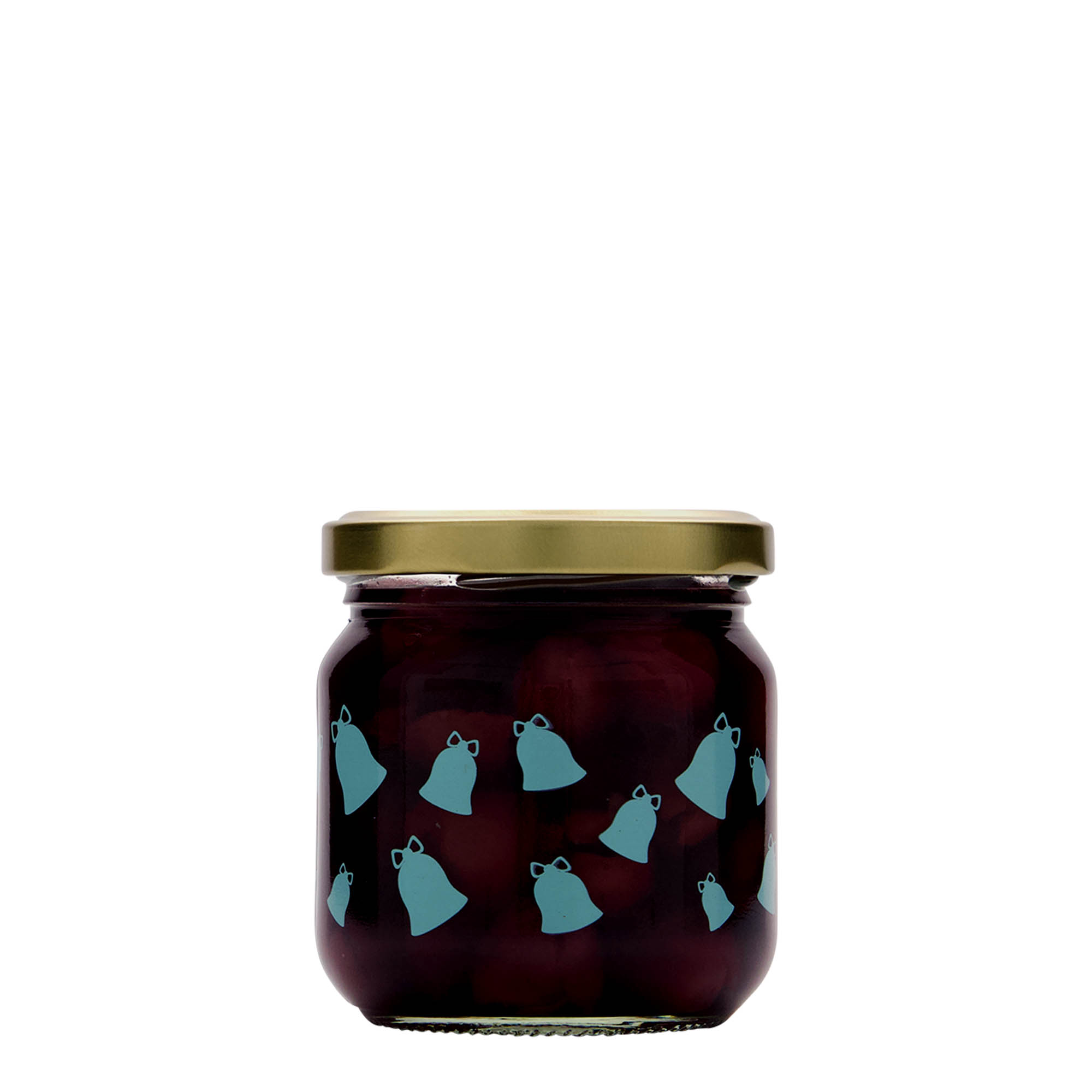 212 ml round glass, motif: jingle bells, opening: twist-off (TO 66)