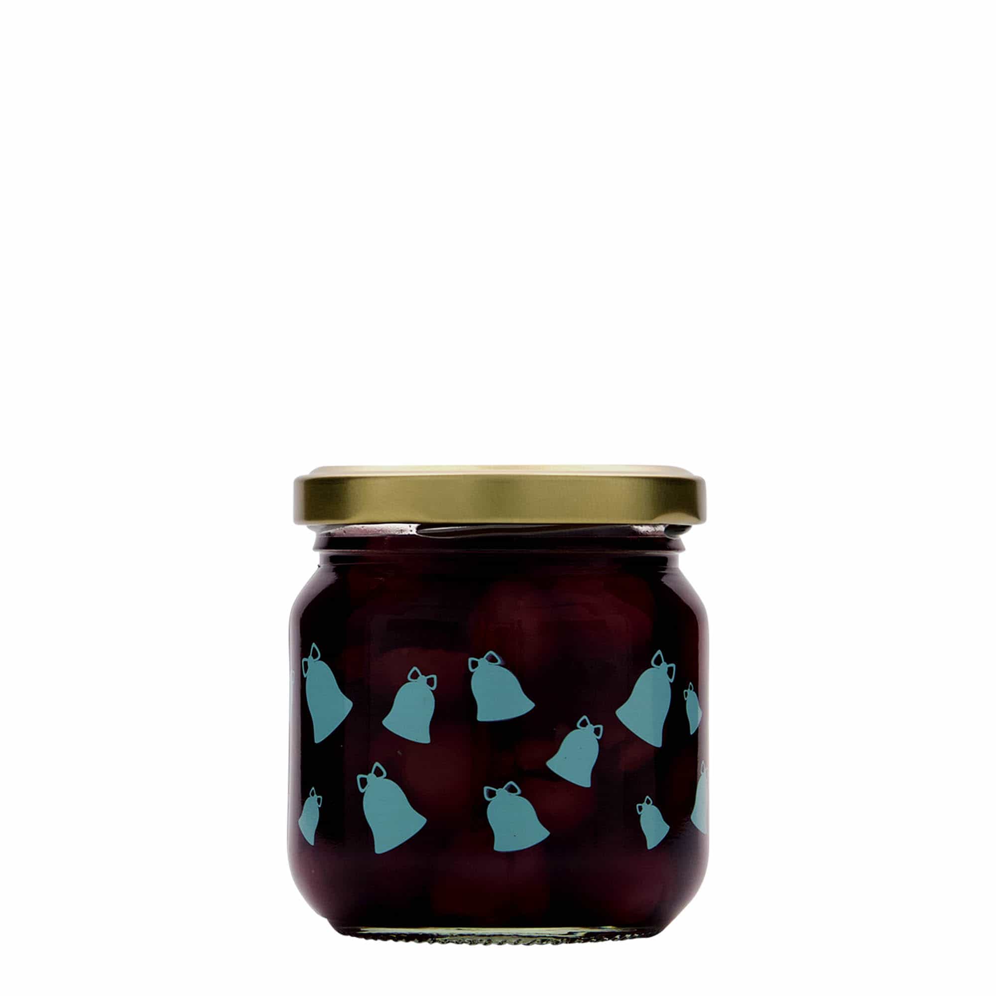 212 ml round glass, motif: jingle bells, opening: Twist-off (TO 66)