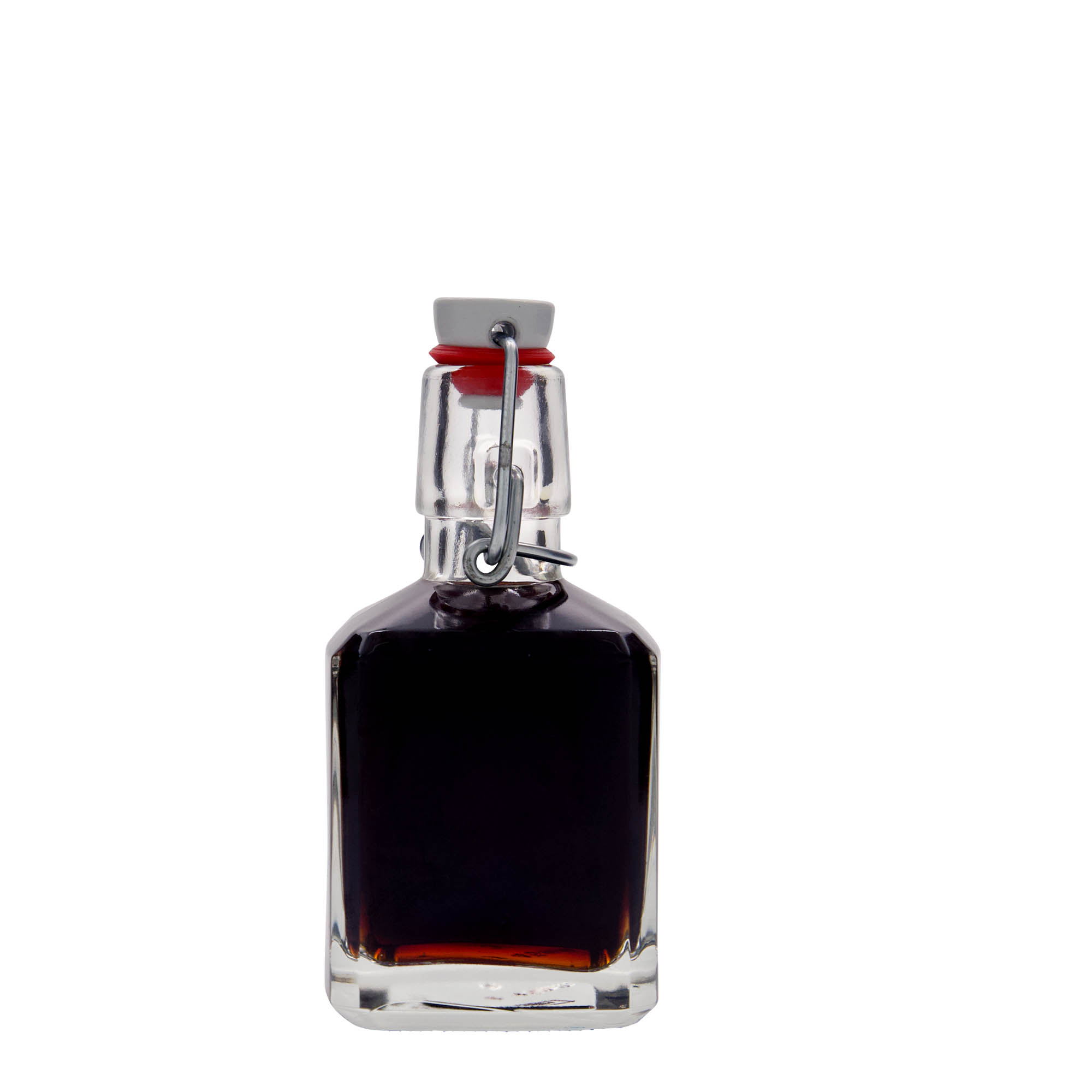 200 ml glass bottle 'Kubica', square, closure: swing top