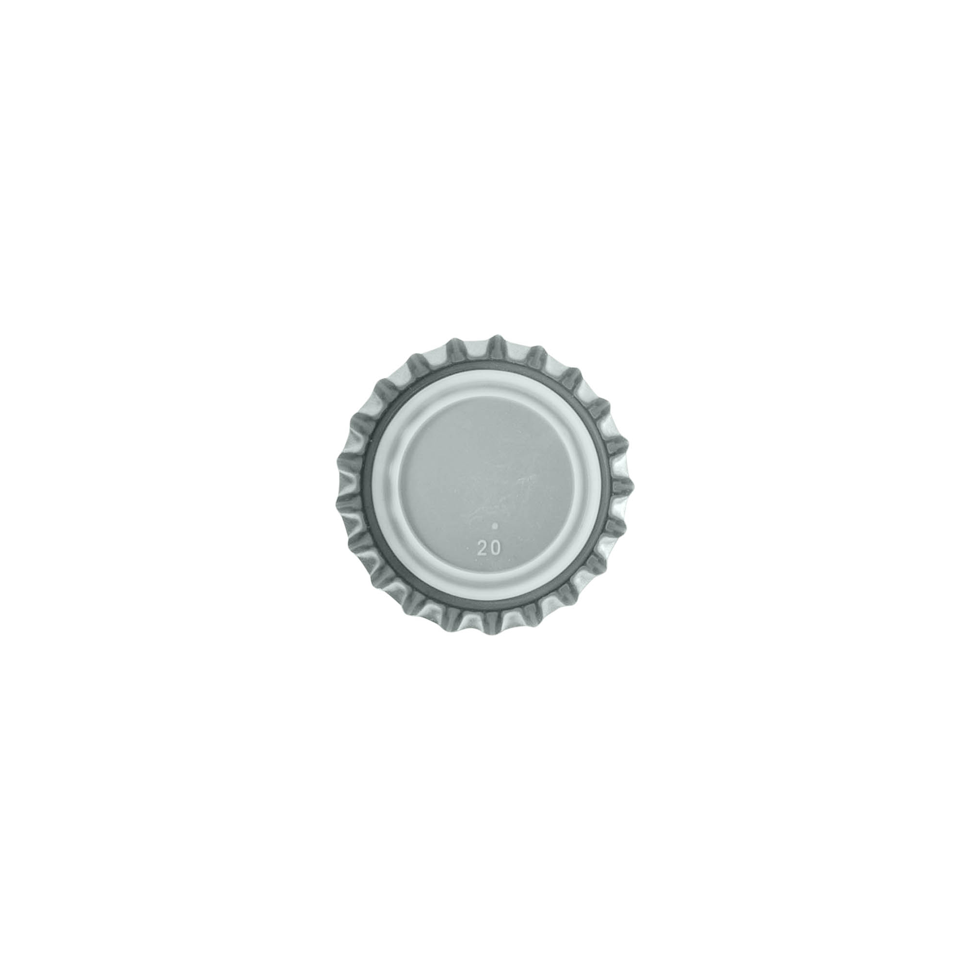 Crown caps 26 mm, metal, silver Crown caps 26 mm, metal, silver