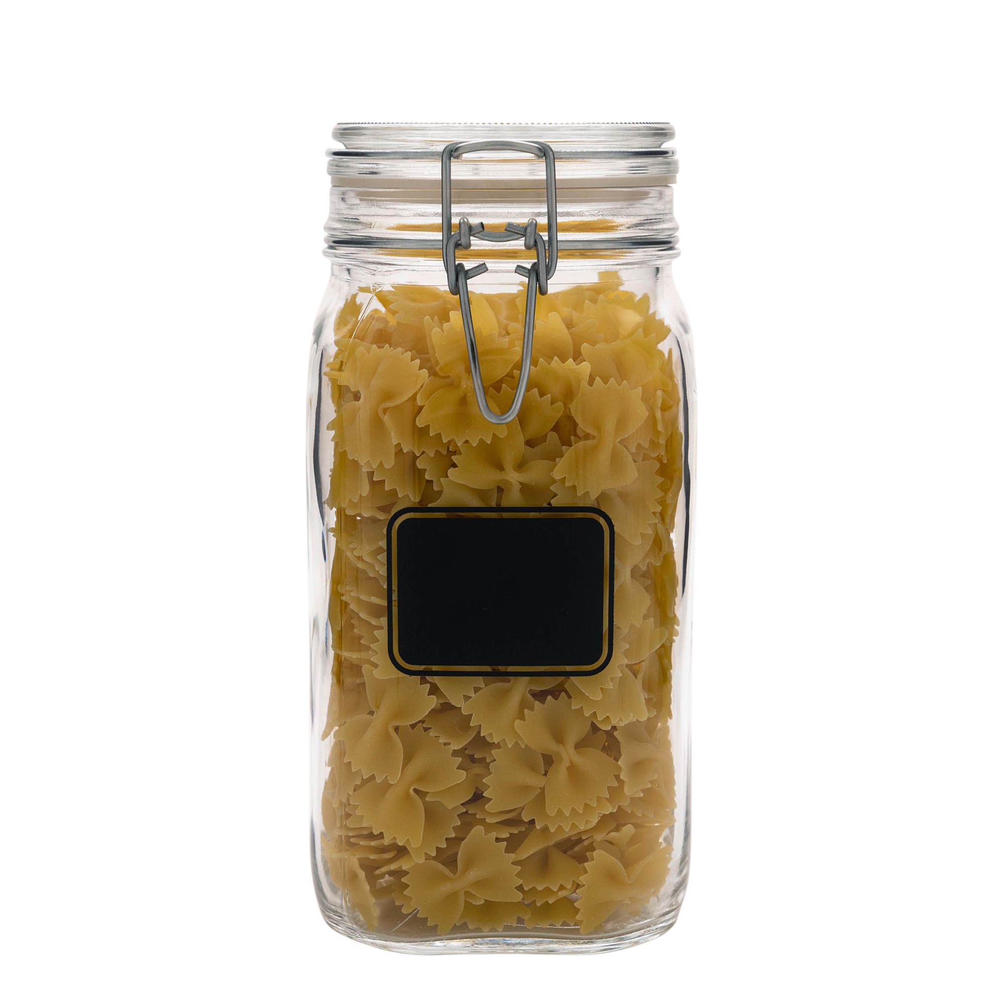 1,500 ml wire bail jar 'Fido', motif: label field, square, opening: wire bail closure