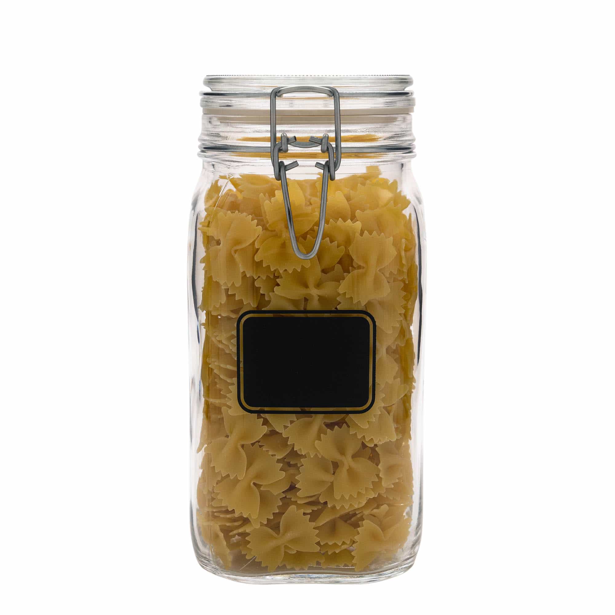 1,500 ml wire bail jar ‘Fido’, motif: label field, square, opening: wire bail closure