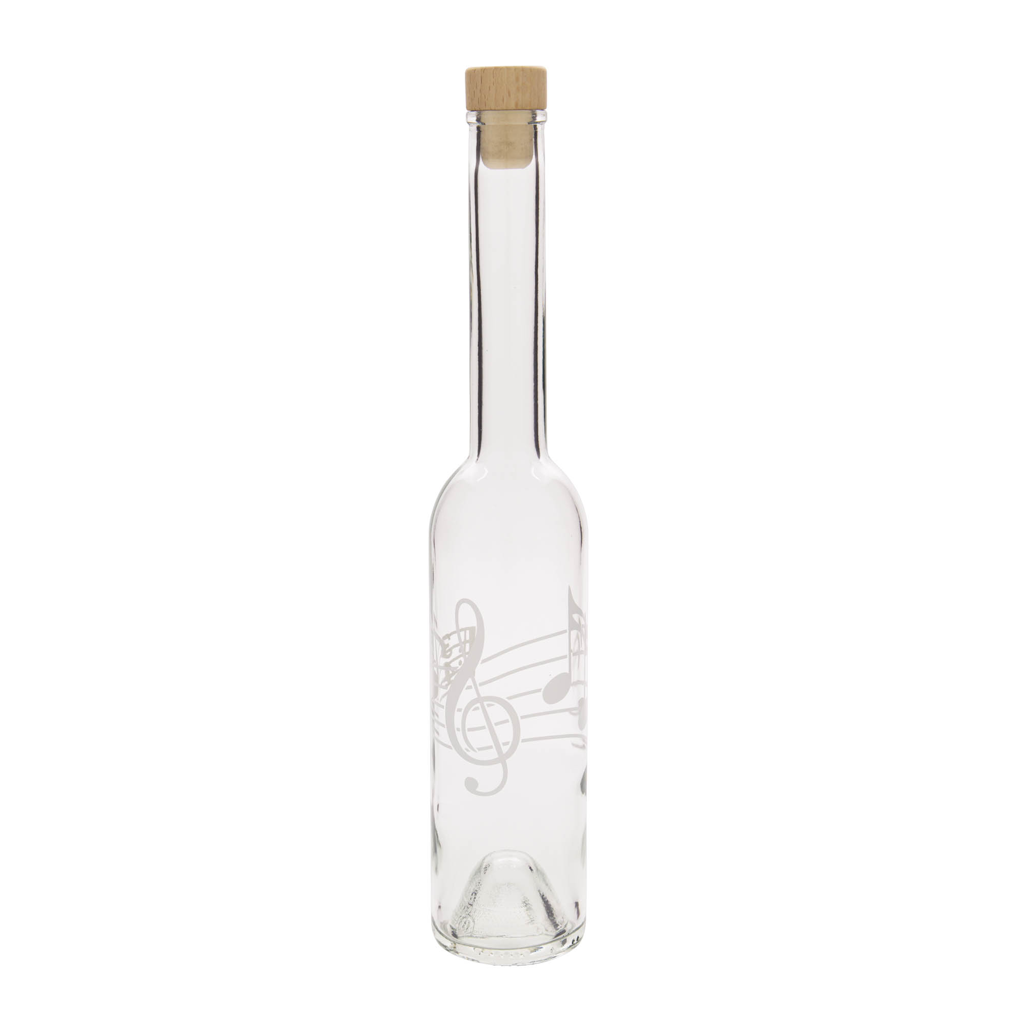 350 ml glass bottle 'Opera', motif: musical notes, opening: cork