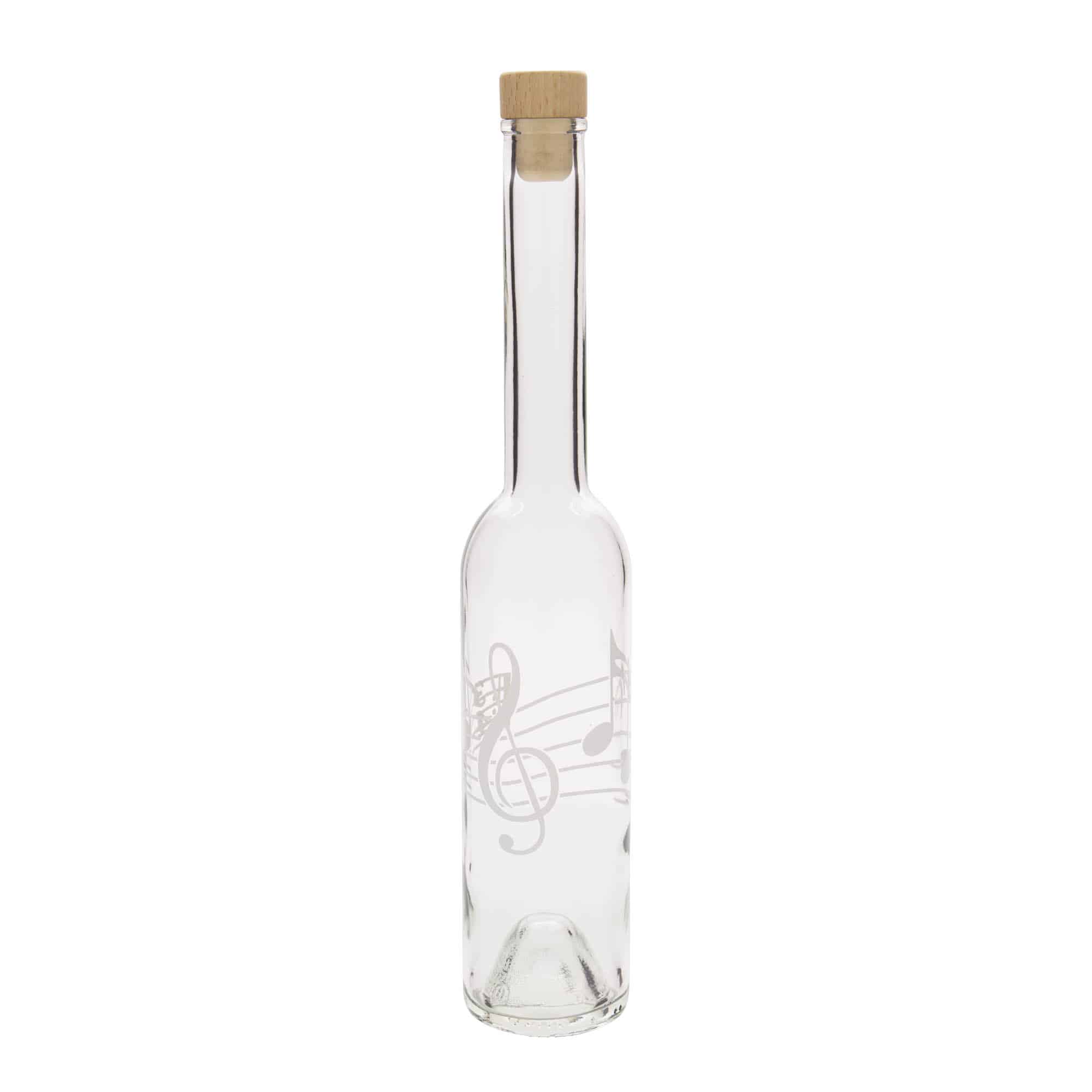 350 ml glass bottle ‘Opera’, motif: musical notes, opening: cork