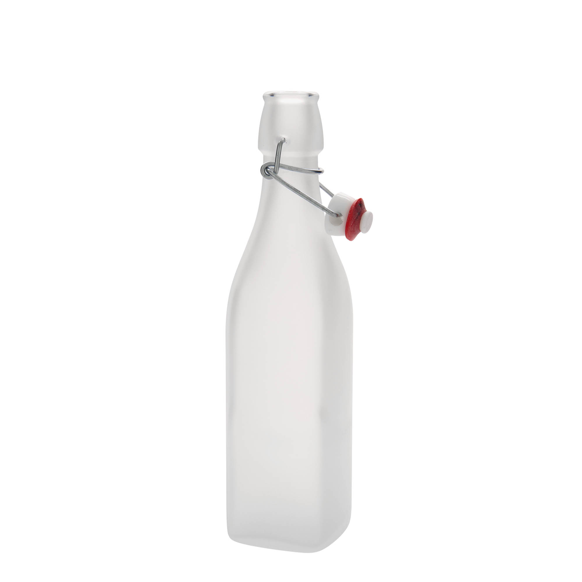 500 ml glass bottle 'Swing, square, white, opening: swing top closure'