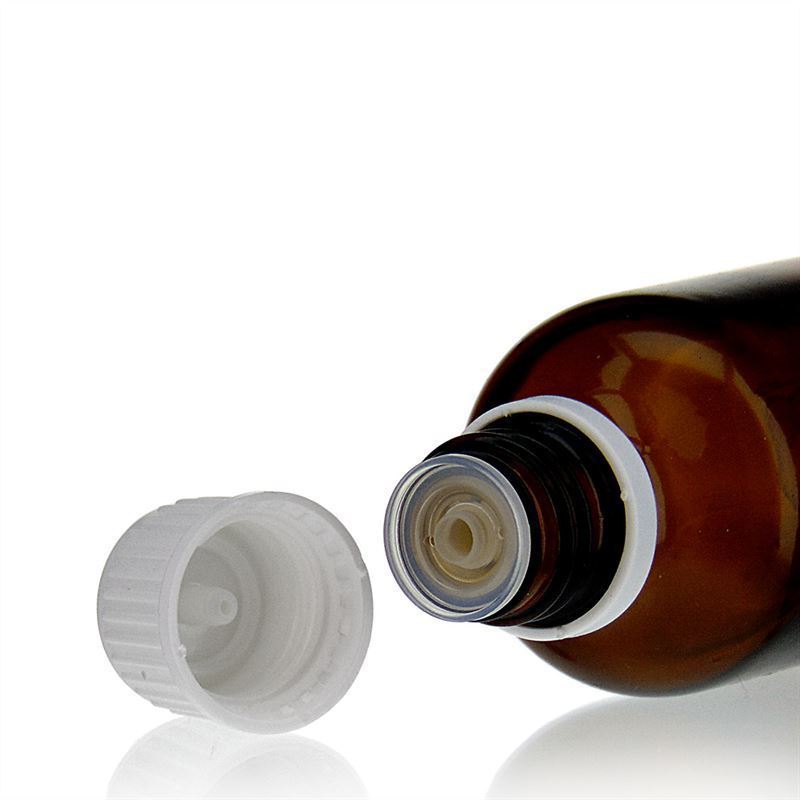 Screw cap with drip insert, PE plastic, white, for opening: DIN 18 Screw cap with drip insert, PE plastic, white, for opening: DIN 18