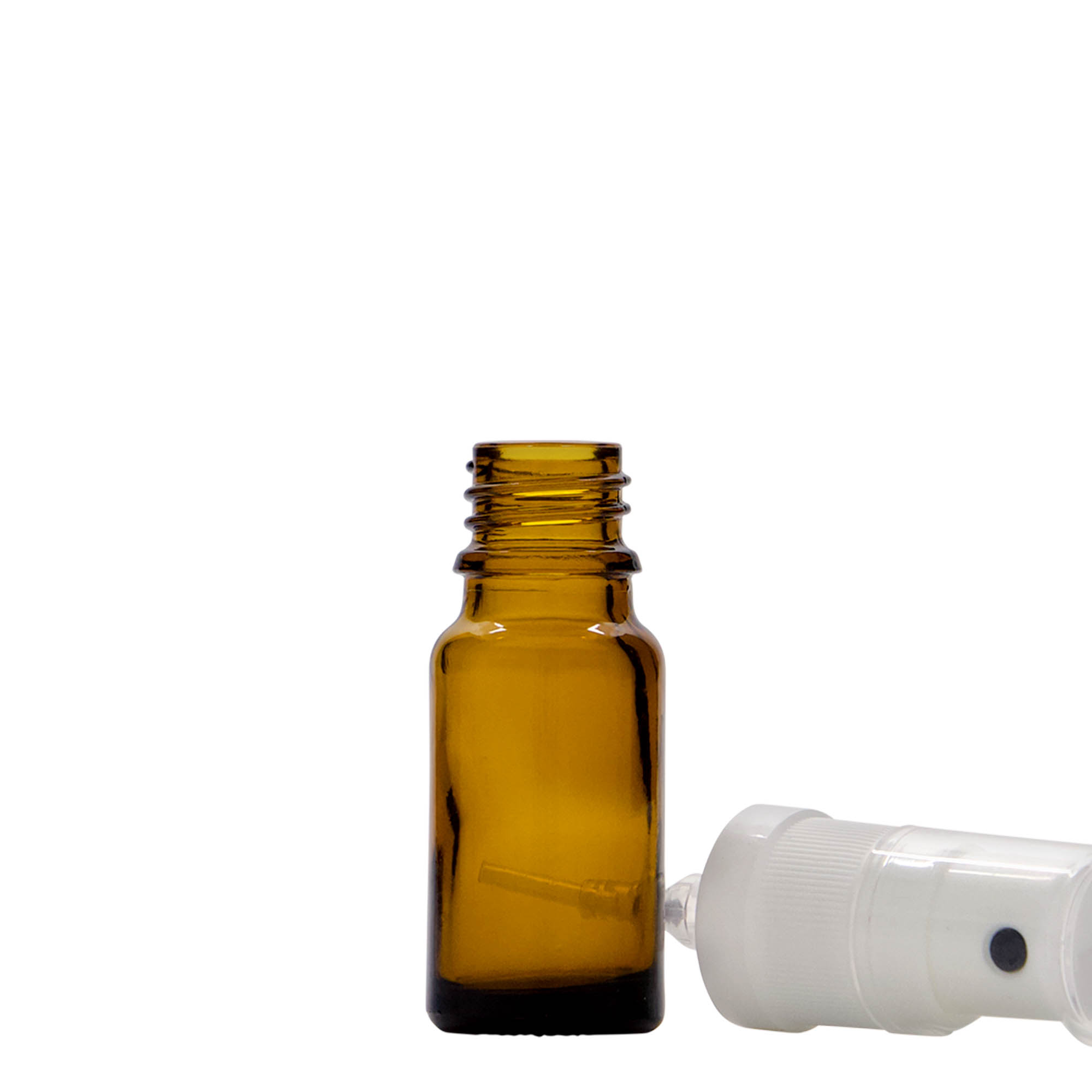 10 ml spray bottle medicine, glass, brown, opening: DIN 18