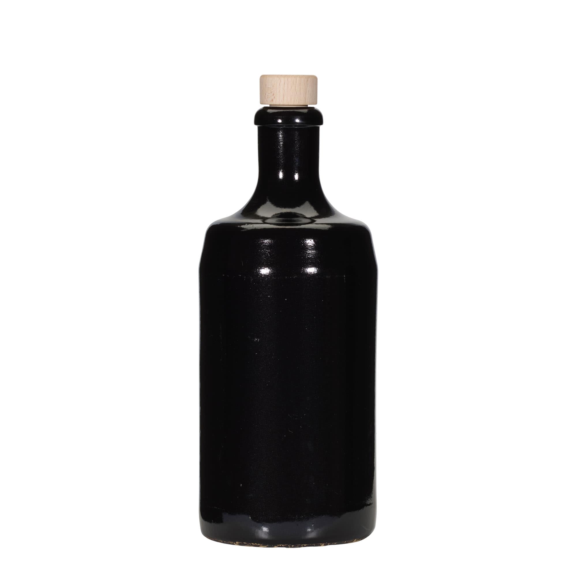 700 ml Earthenware Jug ‘Calvados, Stoneware, black, Mouth: Cork