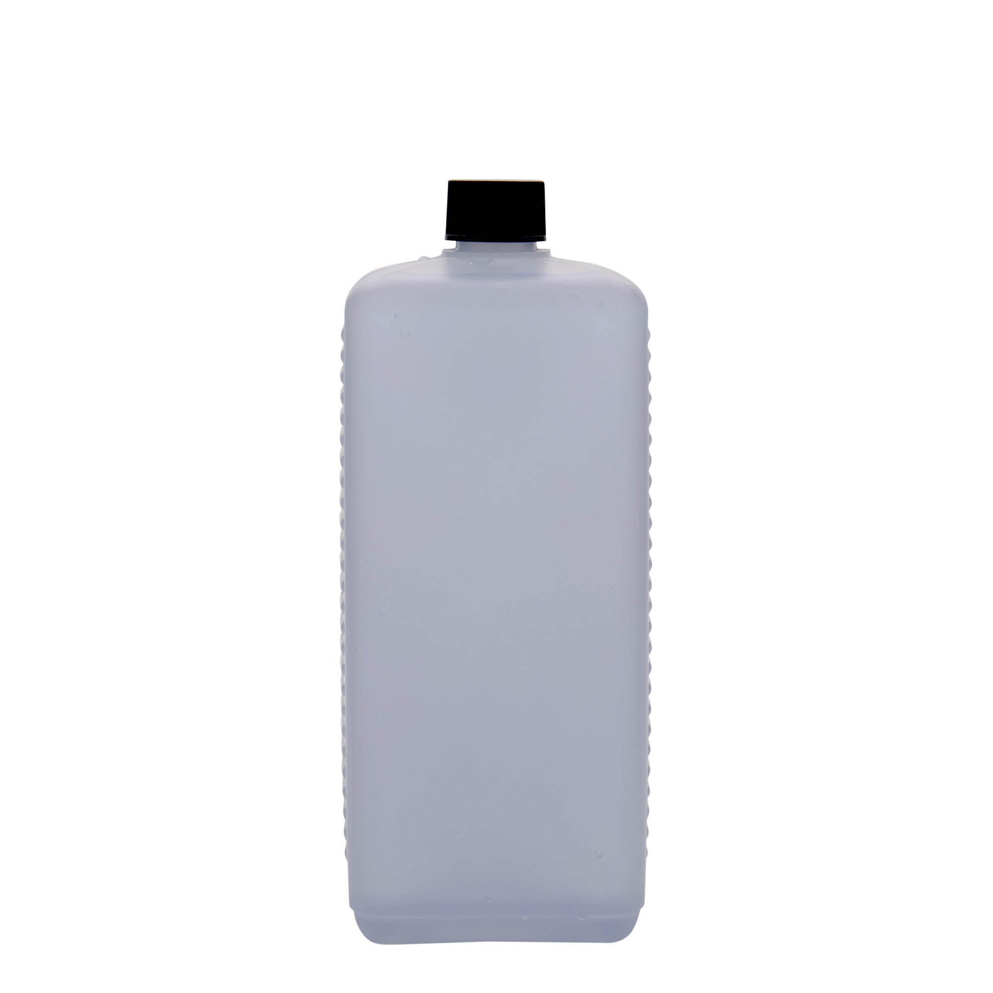 1,000 ml canister bottle, rectangular, HDPE plastic, natural, closure: DIN 25 EPE