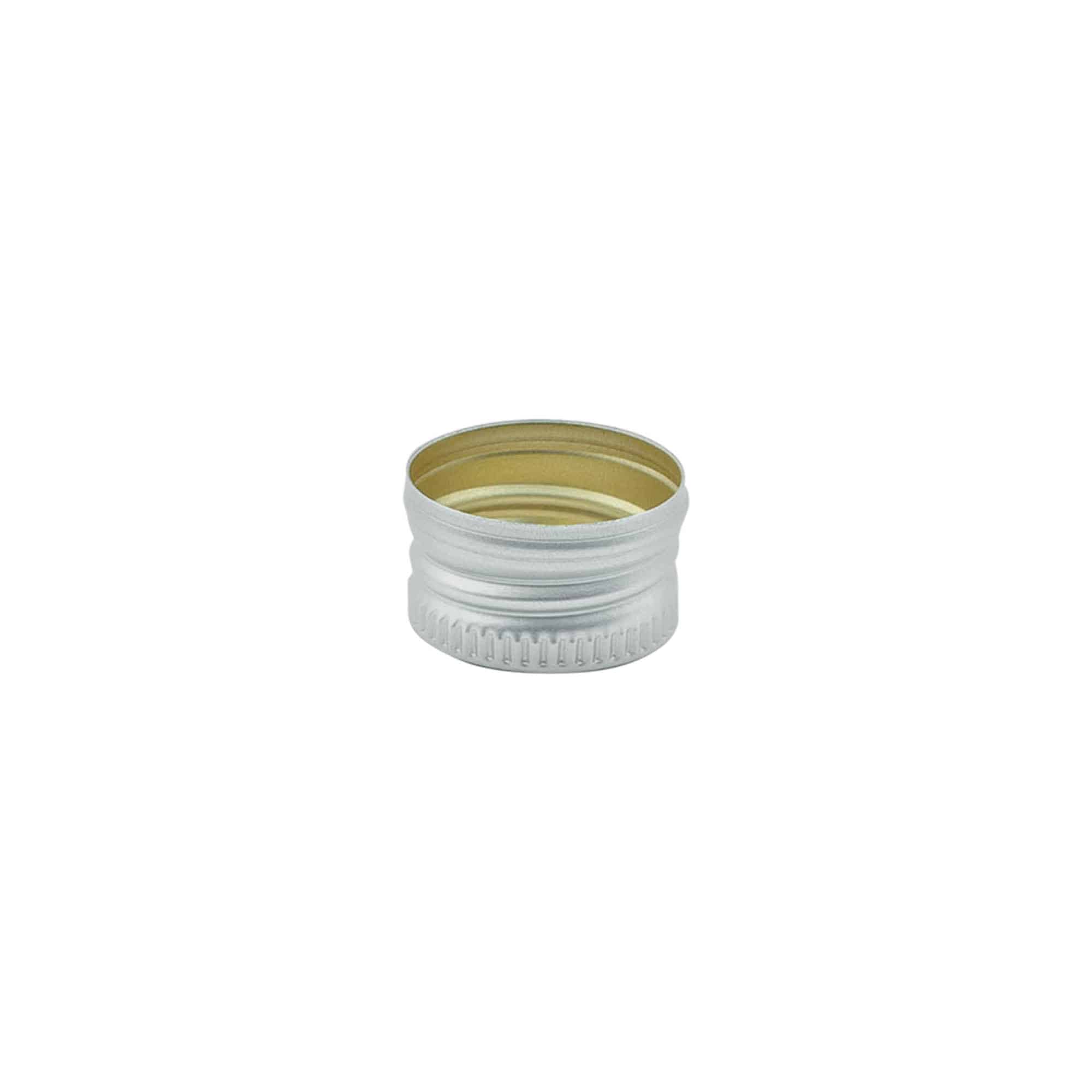 Screw cap, metal, silver, for opening: PP 18