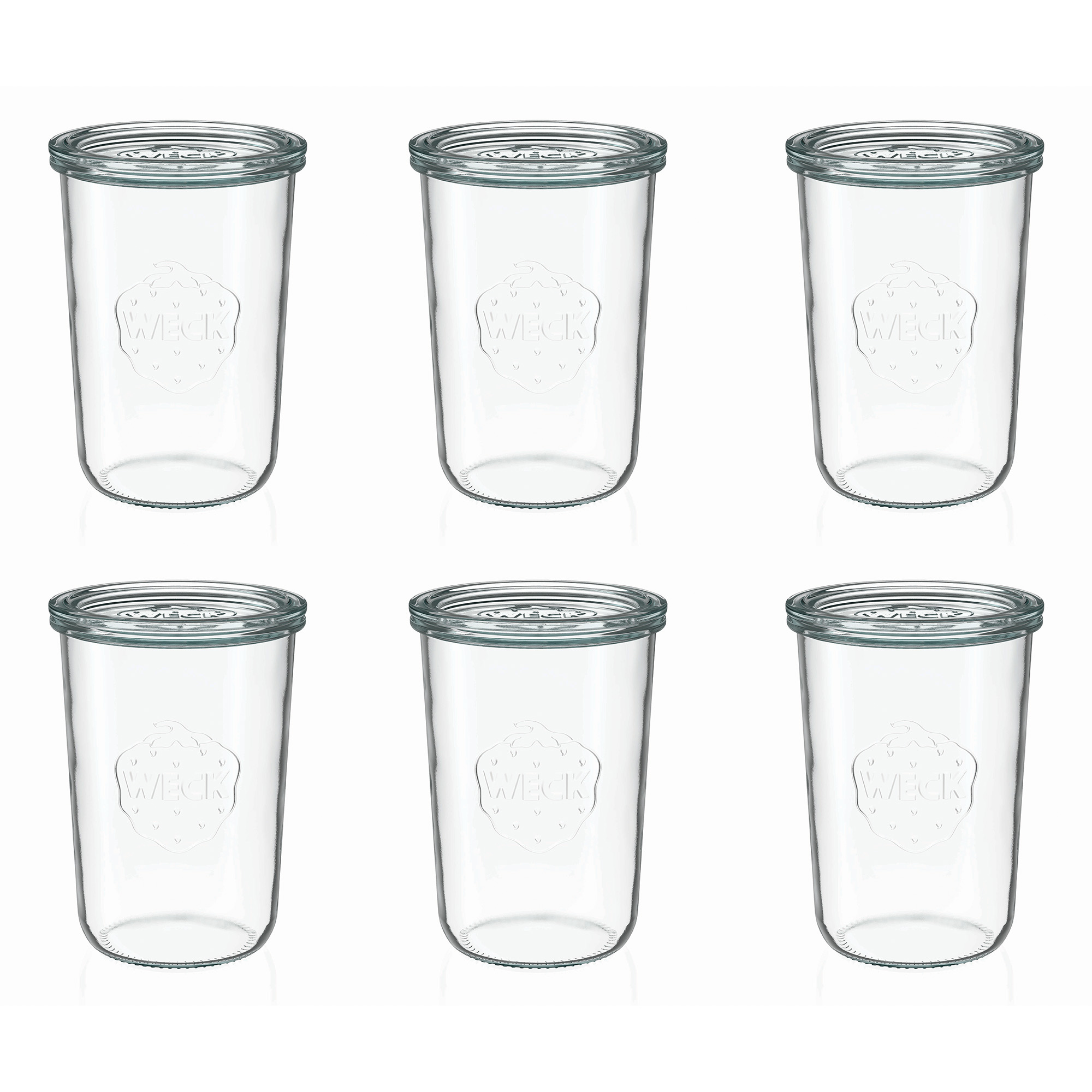 6x 850 ml WECK inverted jar with glass lid RR 100