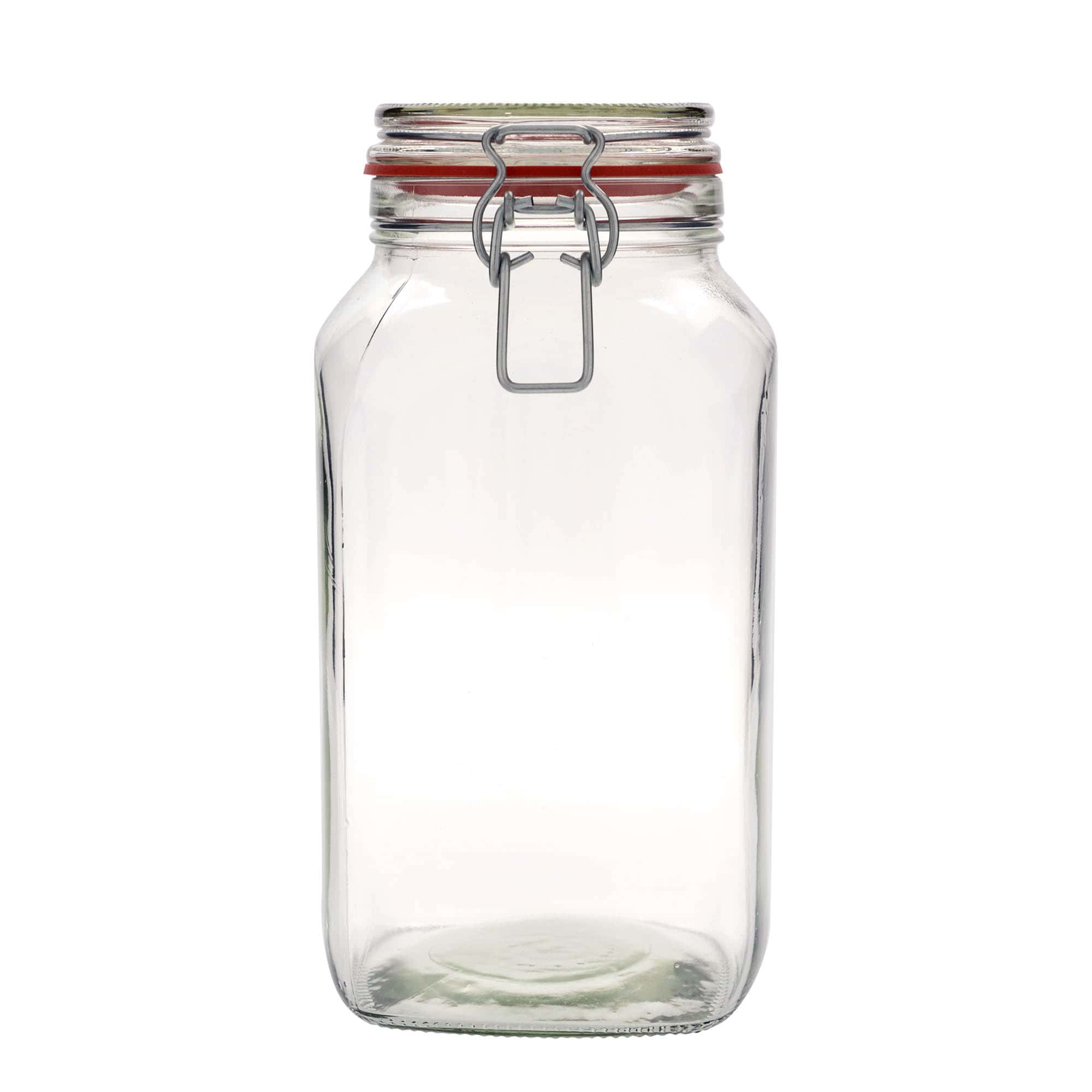 2,590 ml wire bail jar, square, opening: wire bail closure
