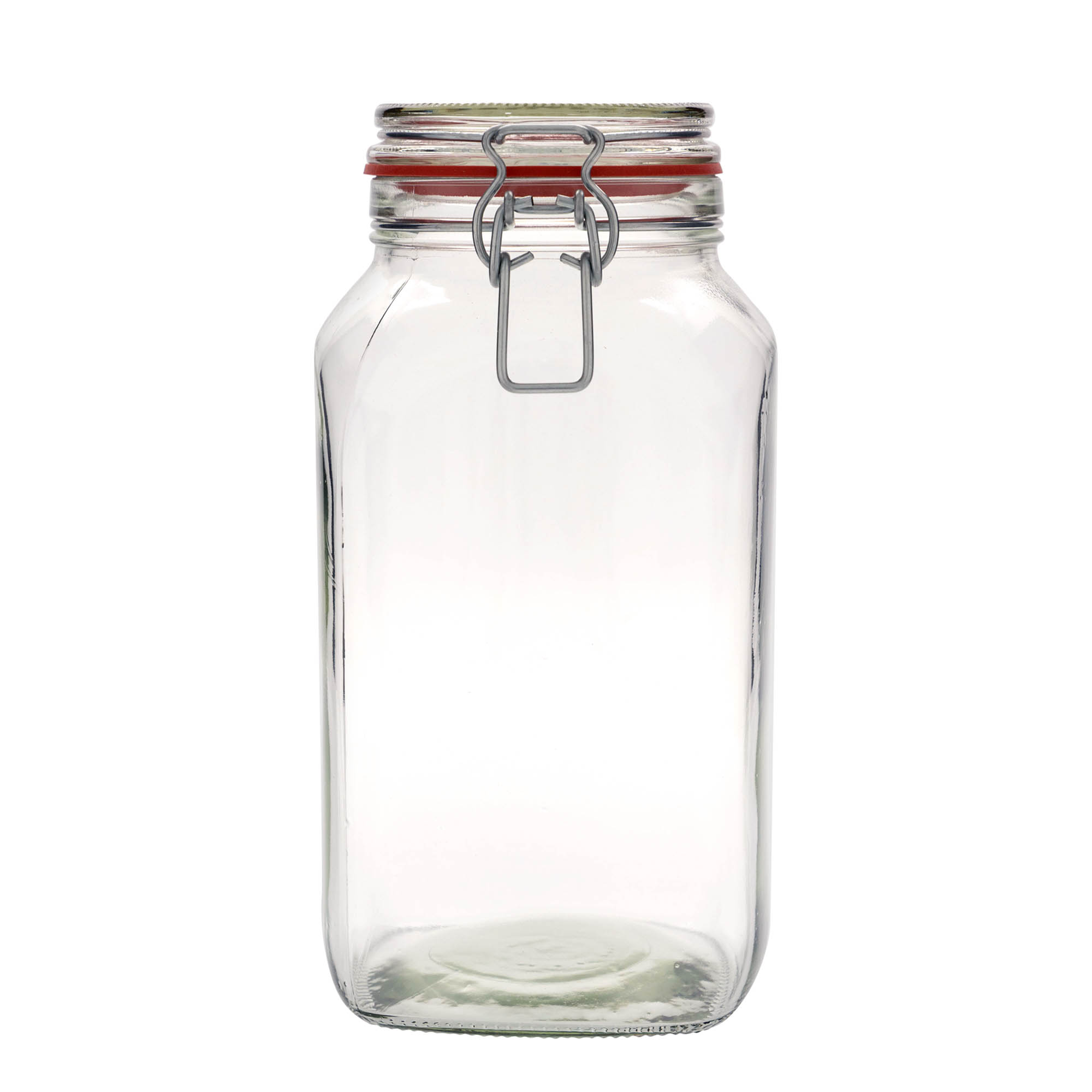 2,590 ml wire bail jar, square, opening: wire bail closure