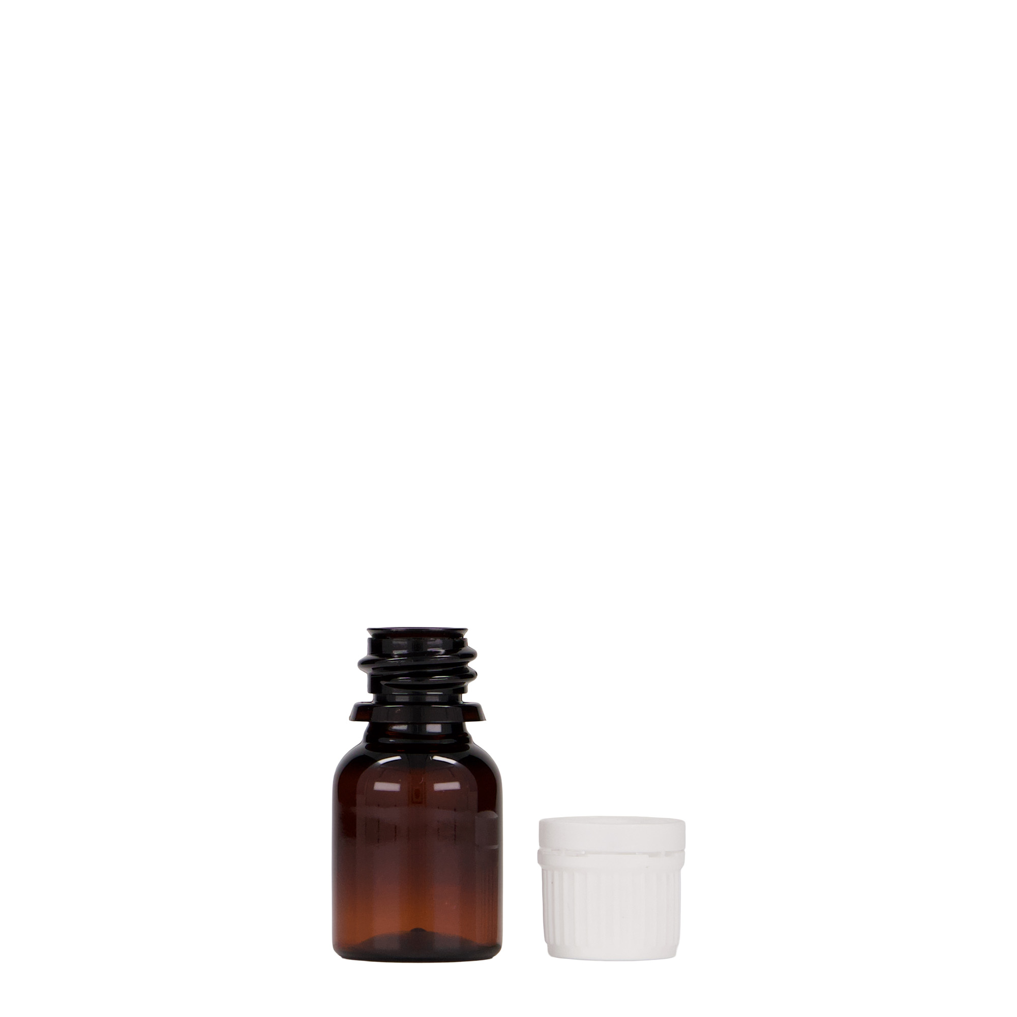 10 ml PET medical bottle 'Easy Living', brown, plastic, opening: DIN 18