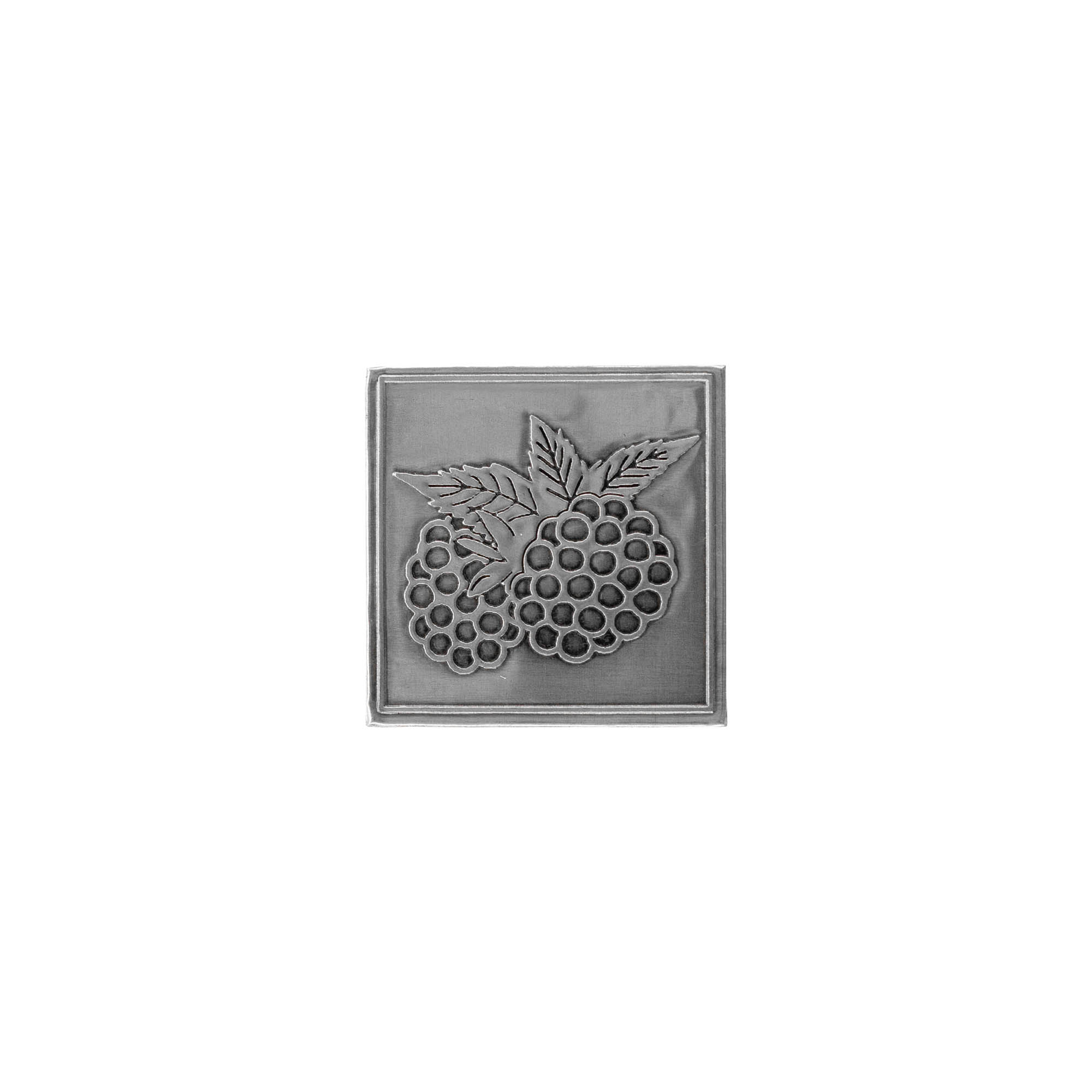 Pewter tag 'Blackberry', square, metal, silver Pewter tag 'Blackberry', square, metal, silver