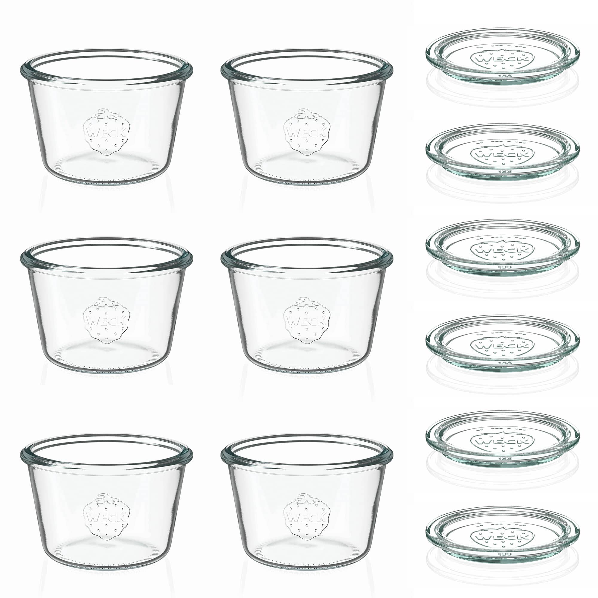 6x 370 ml WECK inverted jar with glass lid RR 100