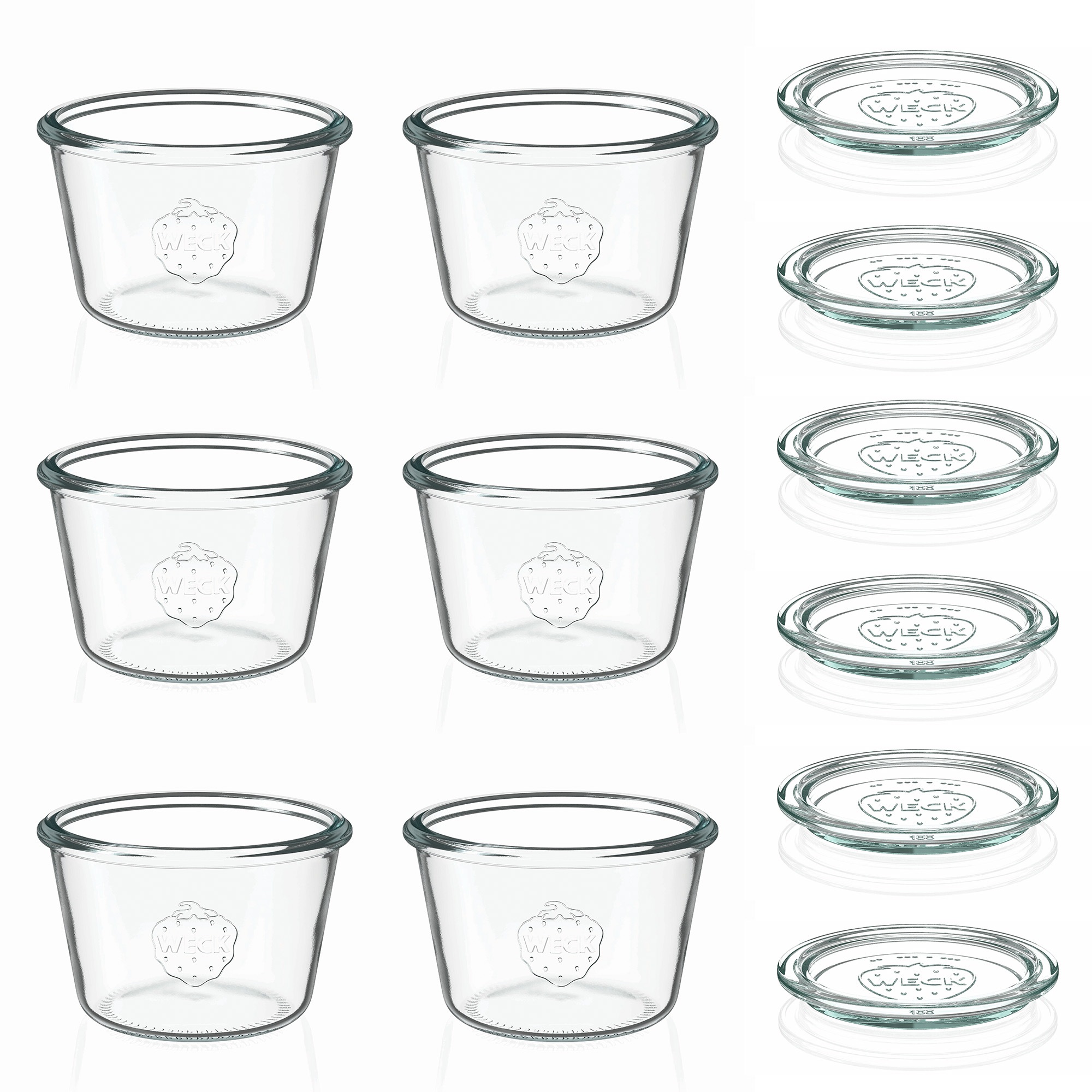 6x 370 ml WECK inverted jar with glass lid RR 100