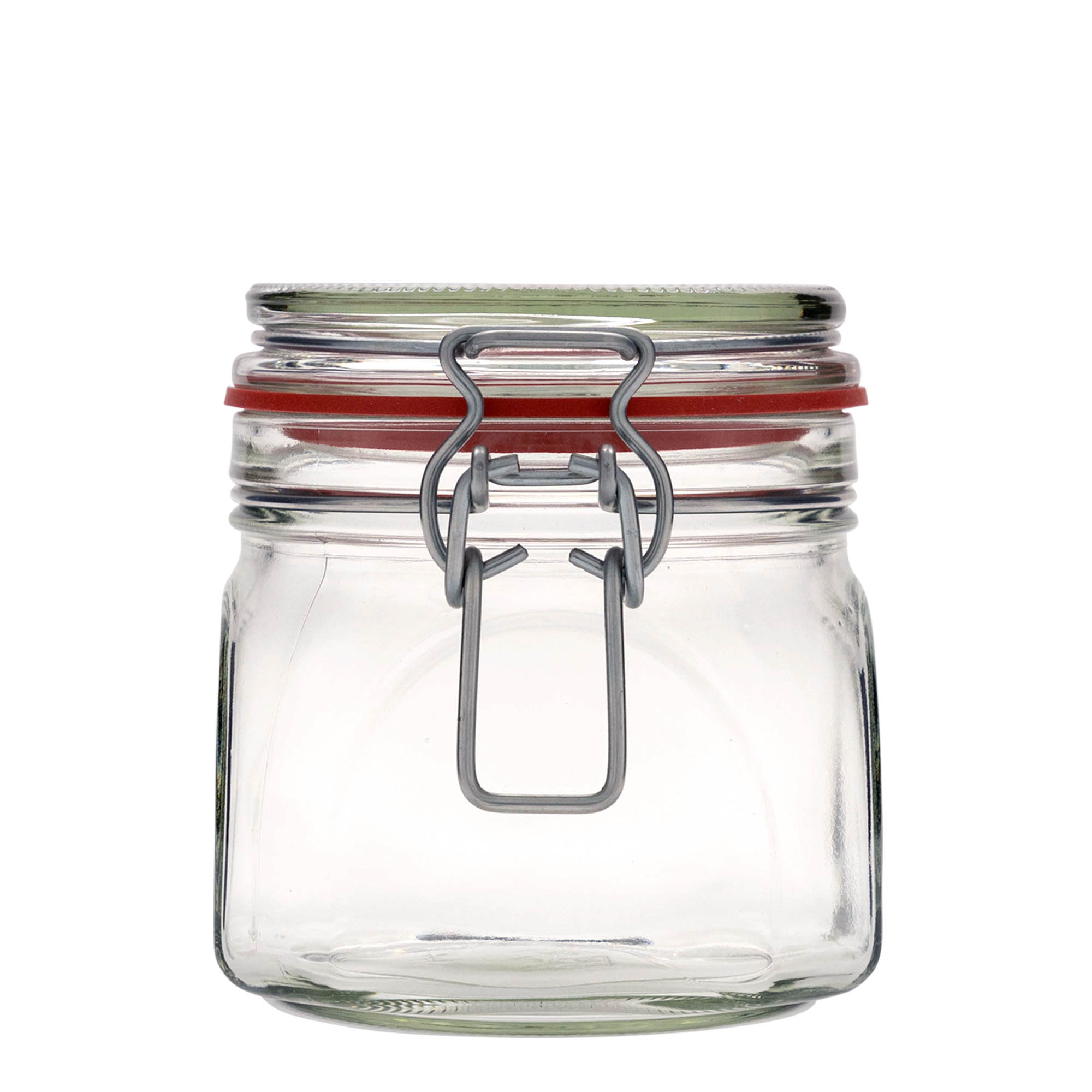 630 ml wire bail jar, square, opening: wire bail closure