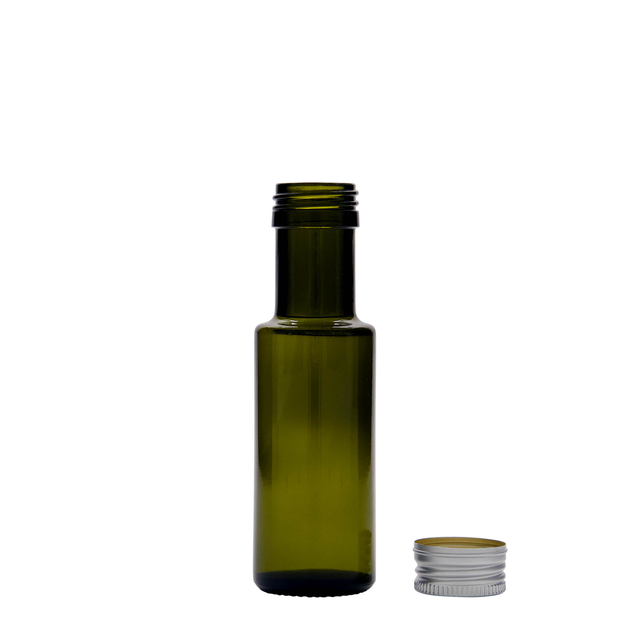 100 ml glass bottle 'Dorica', antique green, opening: PP 31.5