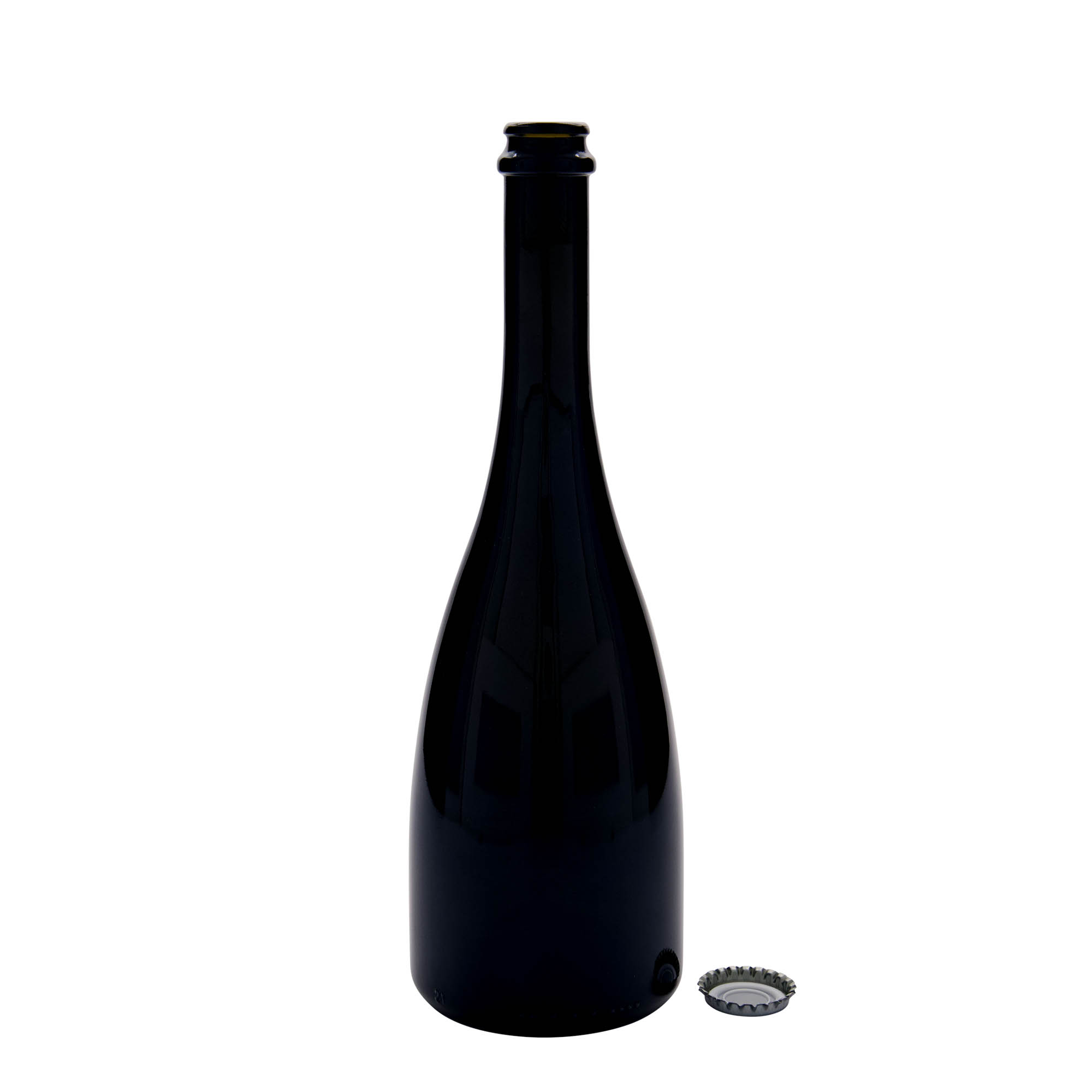 750 ml beer/champagne bottle 'Tosca', glass, antique green, mouth: crown cap