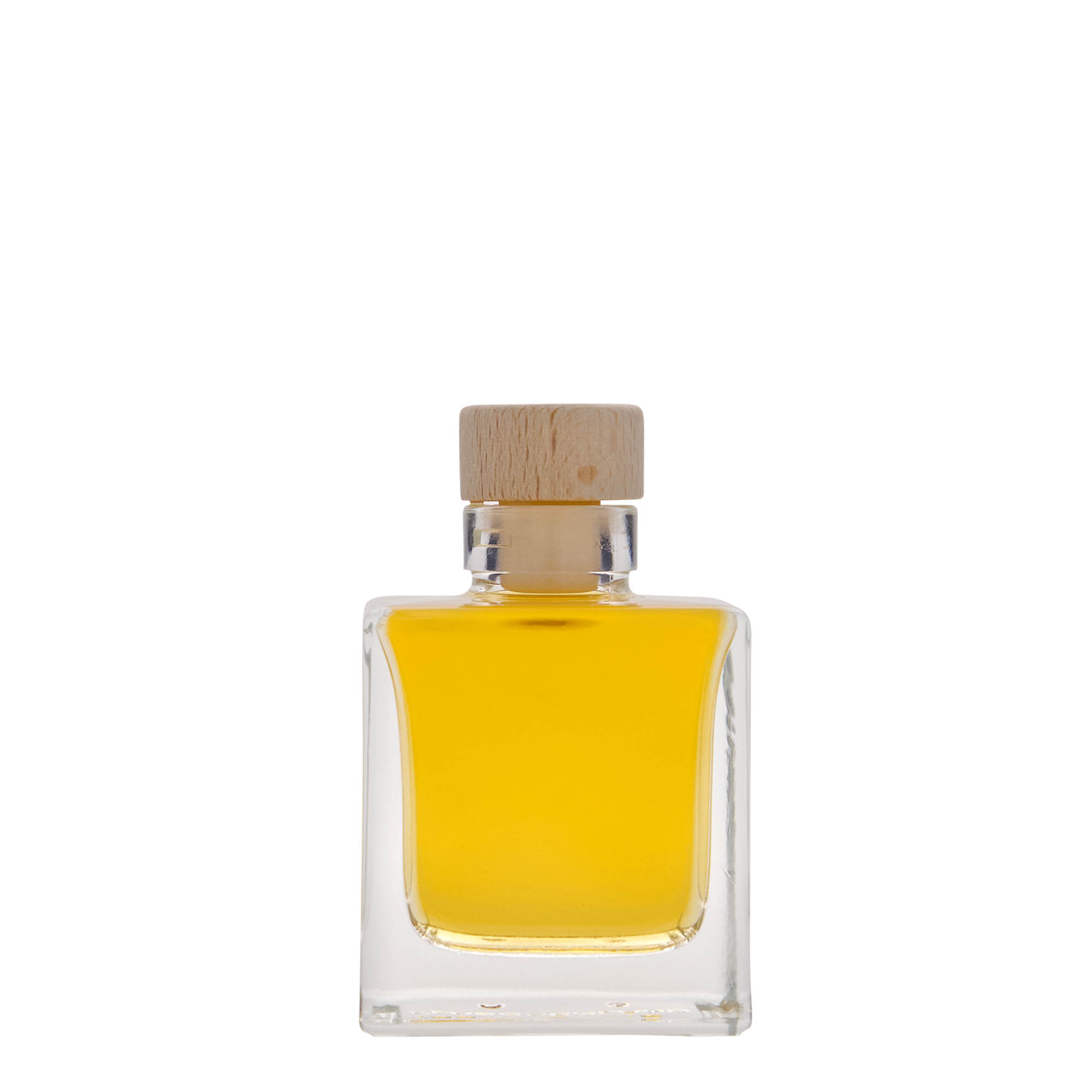 100 ml glass bottle ‘Cube’, square, opening: cork
