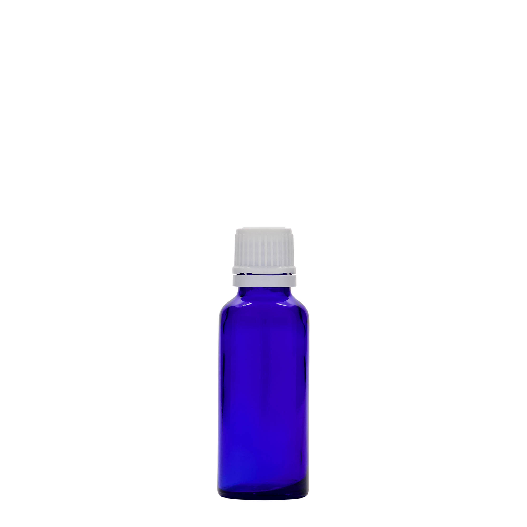 30 ml medicine bottle, glass, royal blue, opening: DIN 18 30 ml medicine bottle, glass, royal blue, opening: DIN 18