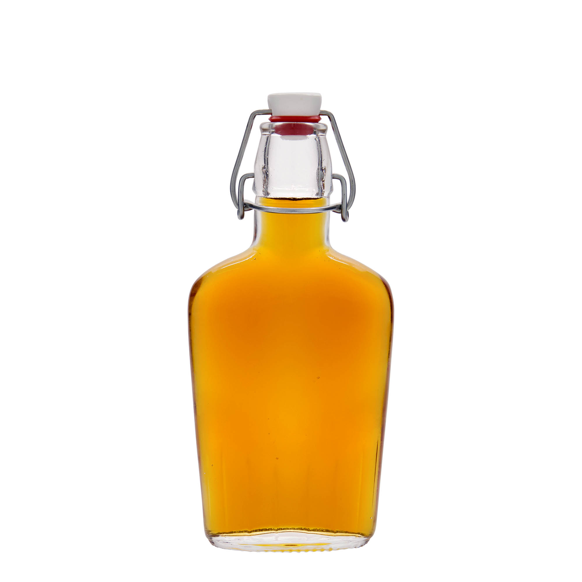 250 ml glass bottle ‘Fiaschetta’, oval, mouth: swing top closure