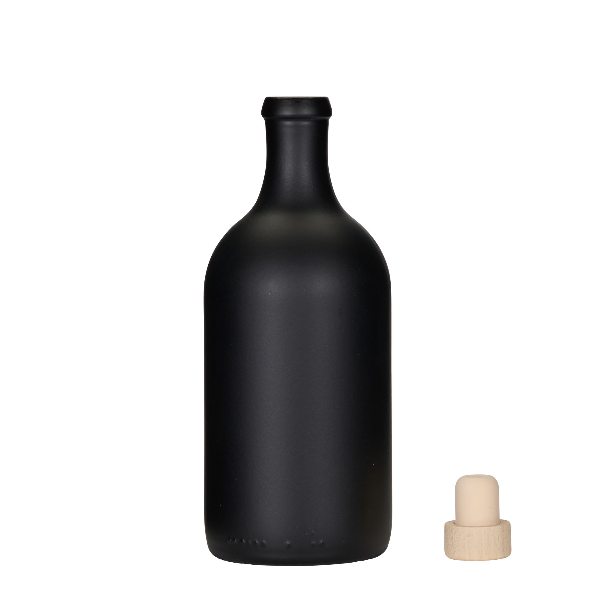 500 ml glass bottle 'Ginevra Leggera', black, closure: cork