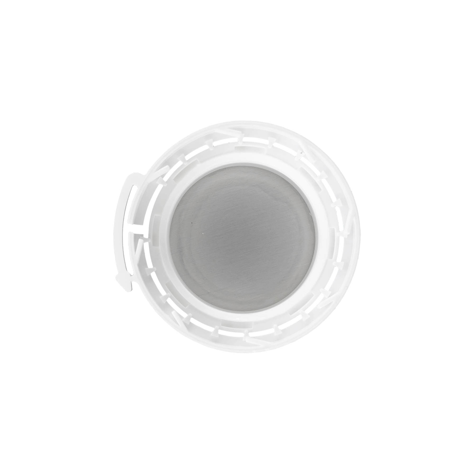 Screw cap aluminium bottle, PP plastic, white, for opening: DIN 32