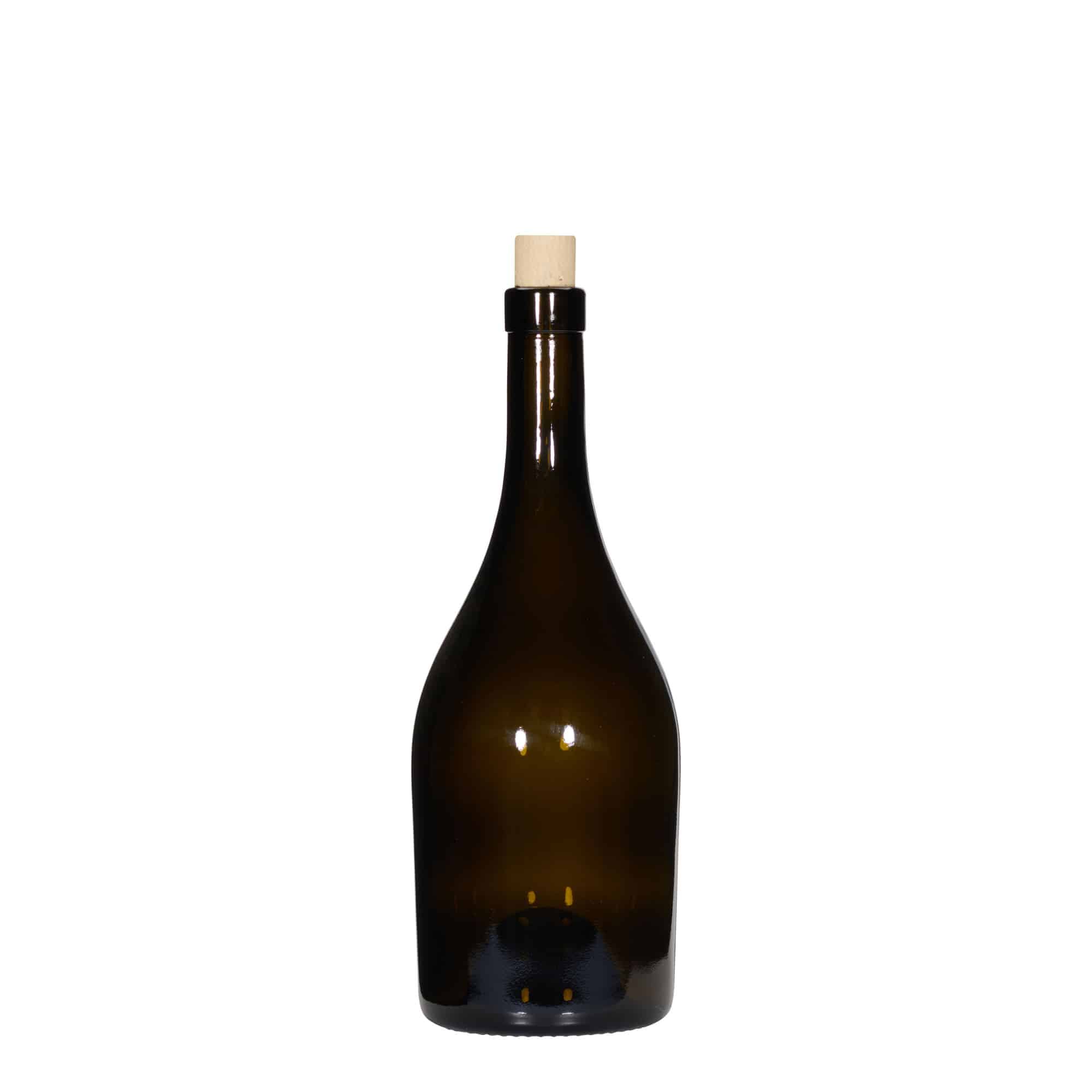 750 ml wine bottle ‘Exclusive’, antique green, mouth: cork