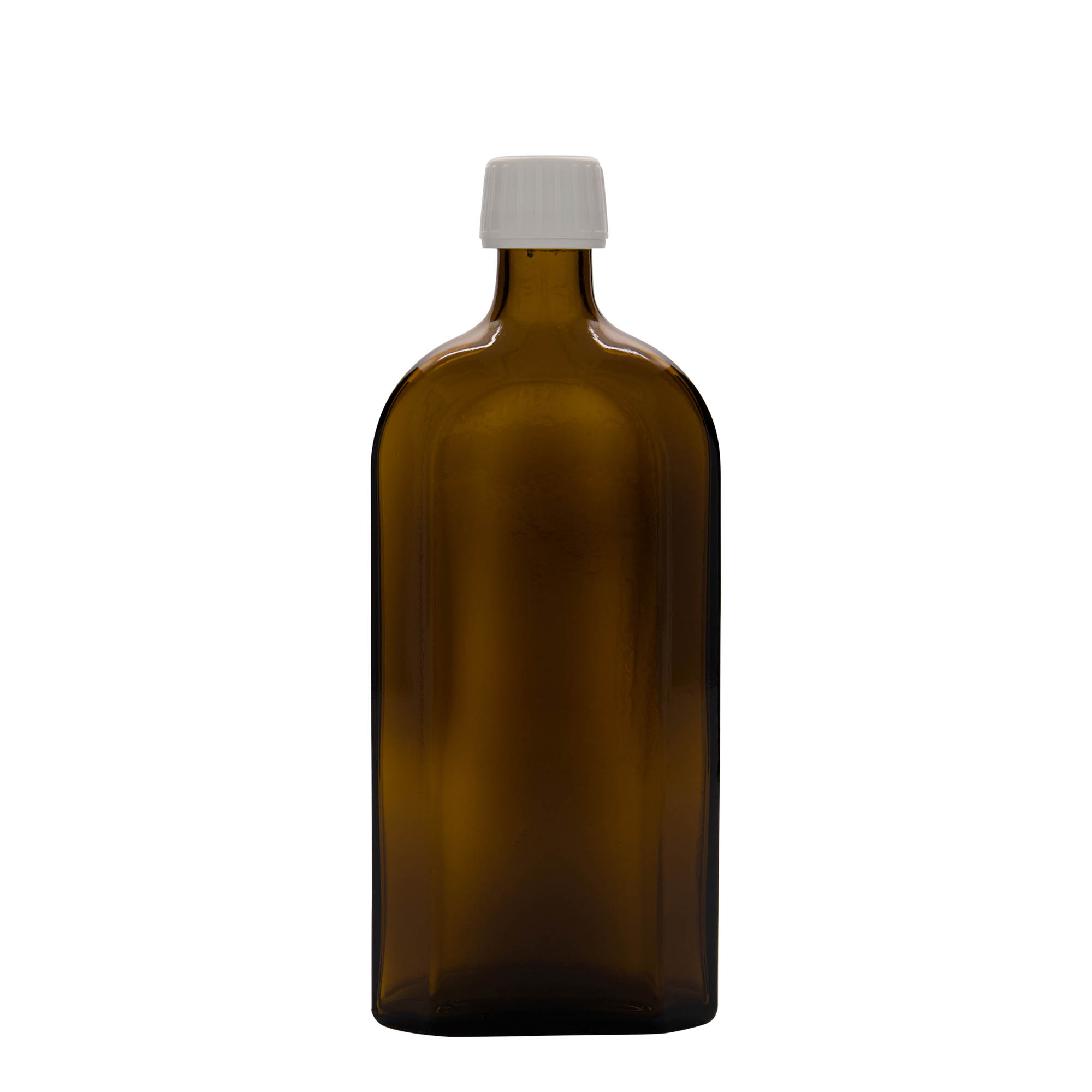 500 ml medical bottle Meplat, oval, glass, brown, opening: PP 28