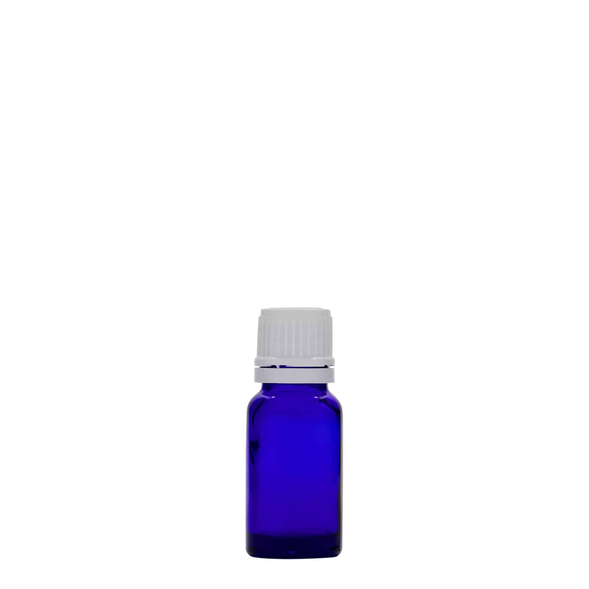 10 ml medicine bottle, glass, royal blue, opening: DIN 18