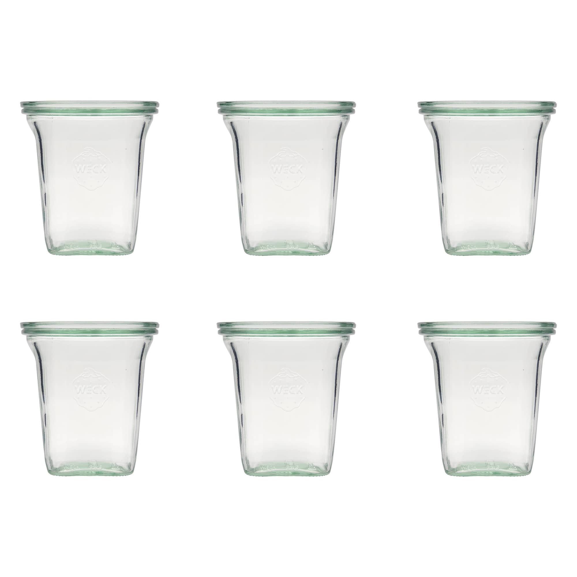 6x 545 ml WECK Quadro jar with glass lid RR 100