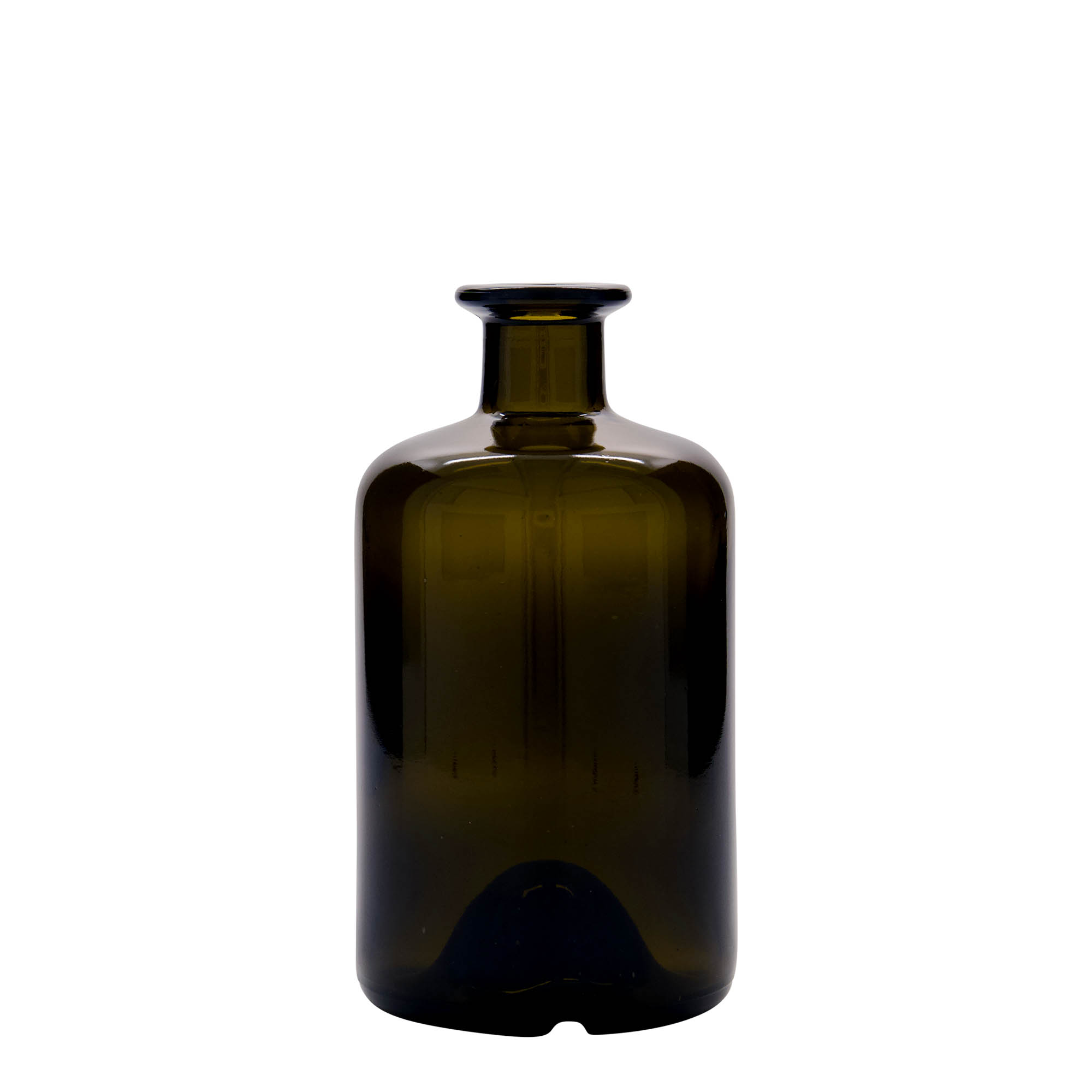 500 ml glass bottle apothecary, antique green, opening: cork