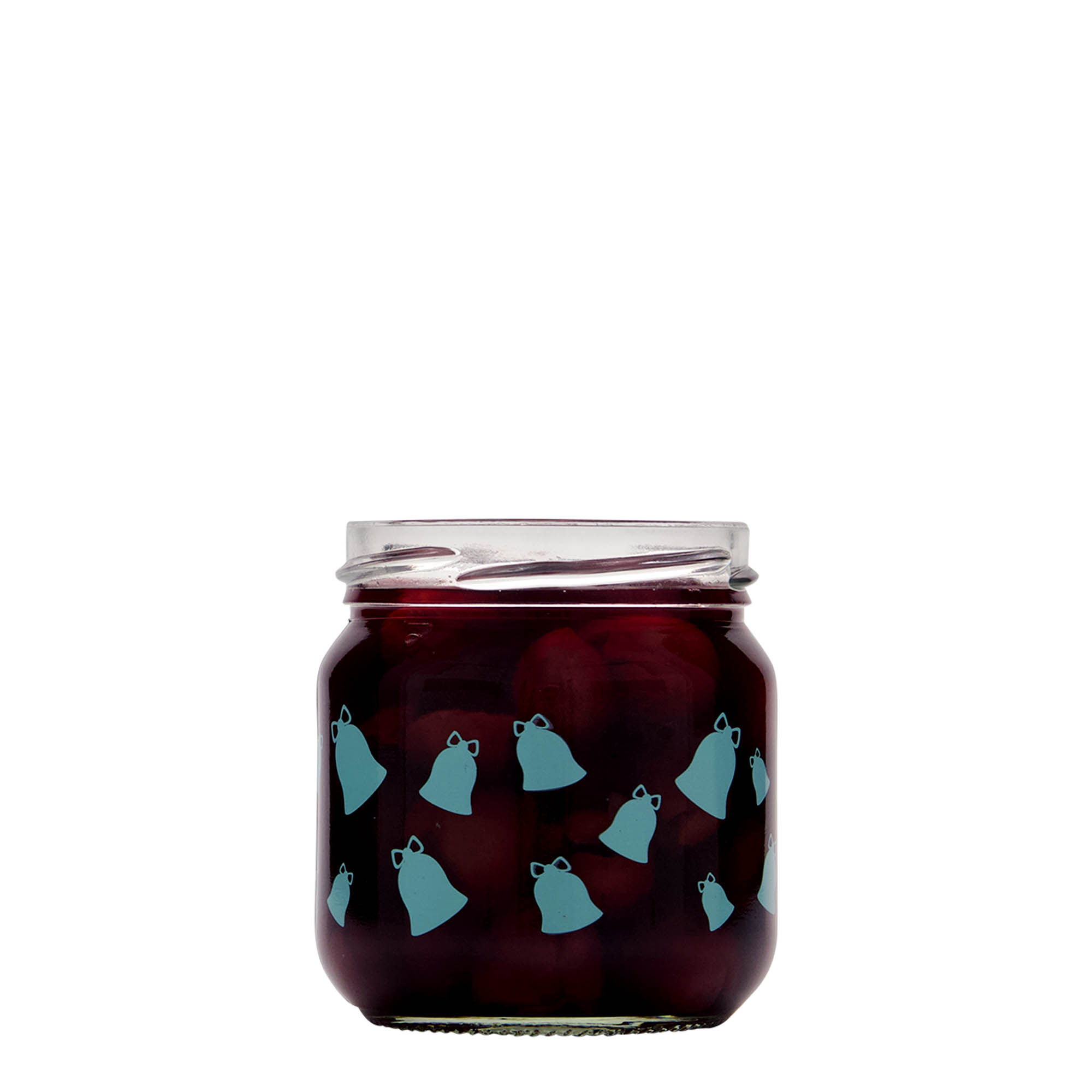 212 ml round glass, motif: jingle bells, opening: twist-off (TO 66)