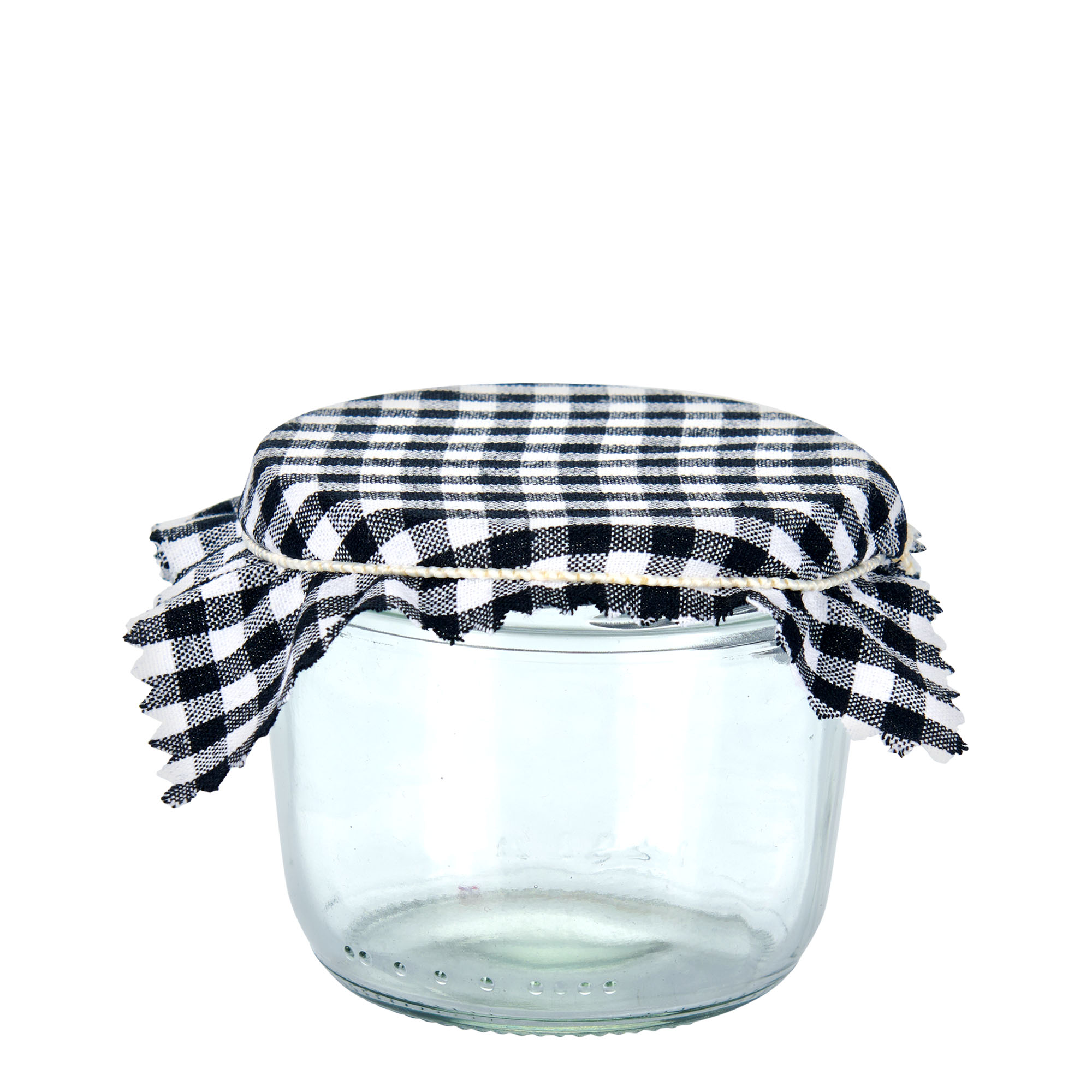 Checked fabric jar cover 12x12, square, textile, black, for opening: TO38-TO53