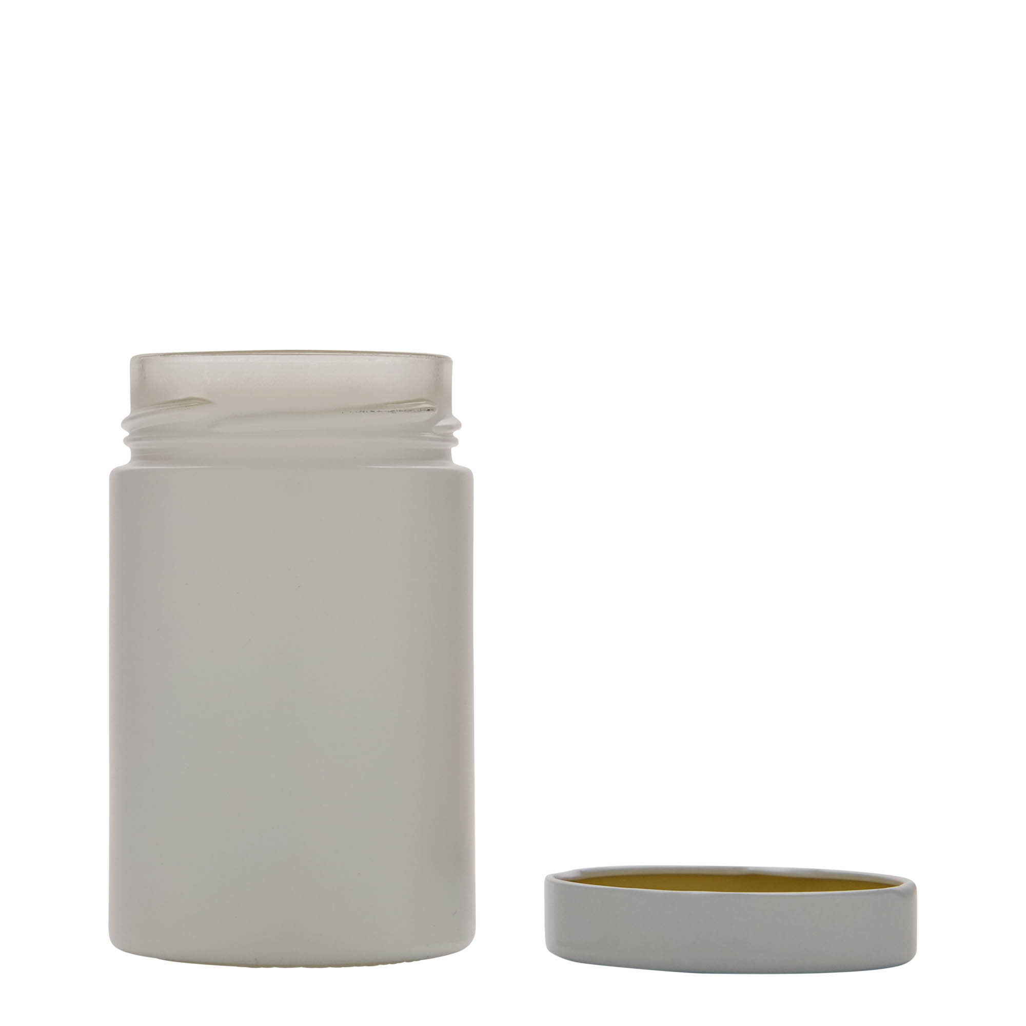 327 ml round glass 'Aurora', white, opening: Deep-Twist-Off (DTO 66)