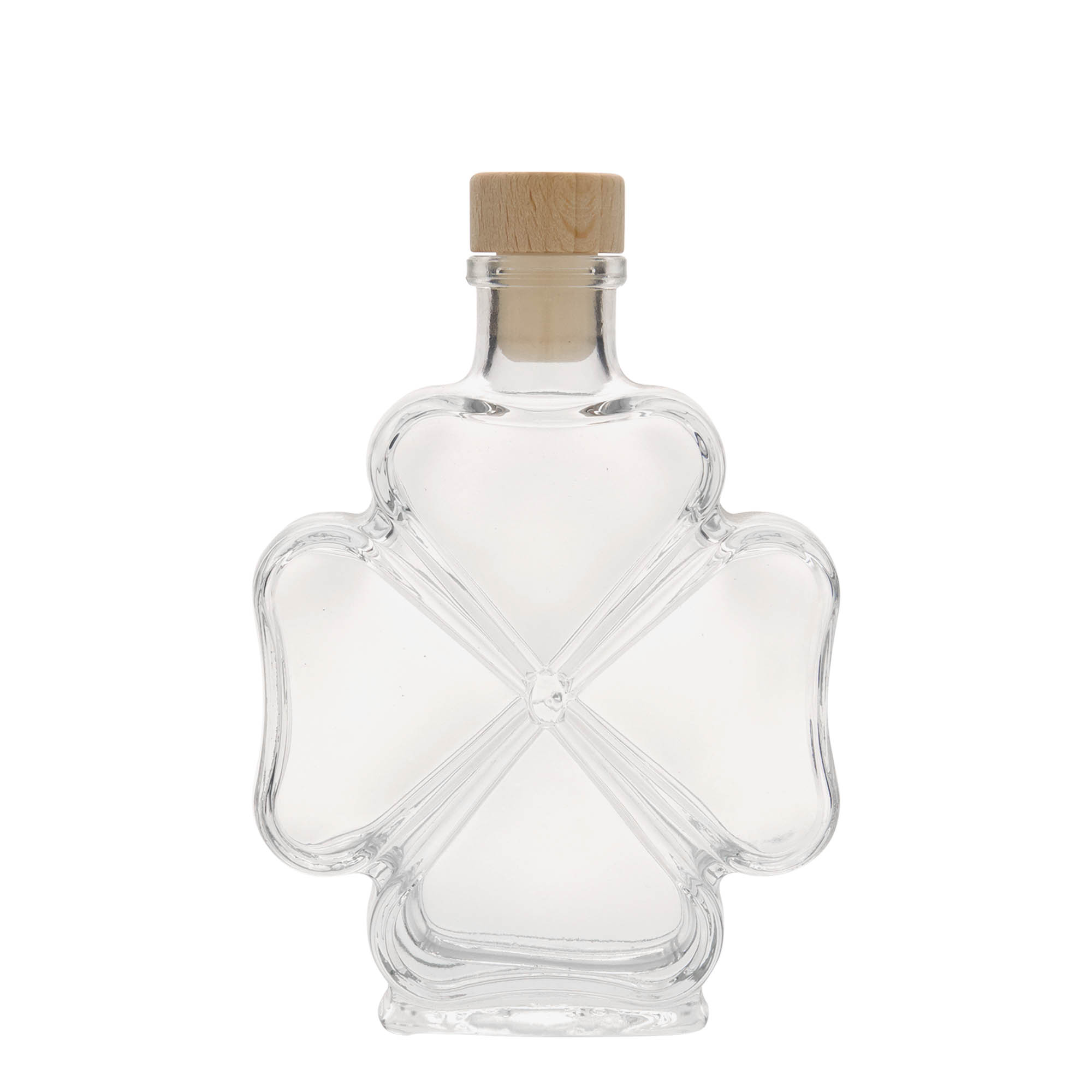 200 ml glass bottle 'Cloverleaf', opening: cork 200 ml glass bottle 'Cloverleaf', opening: cork