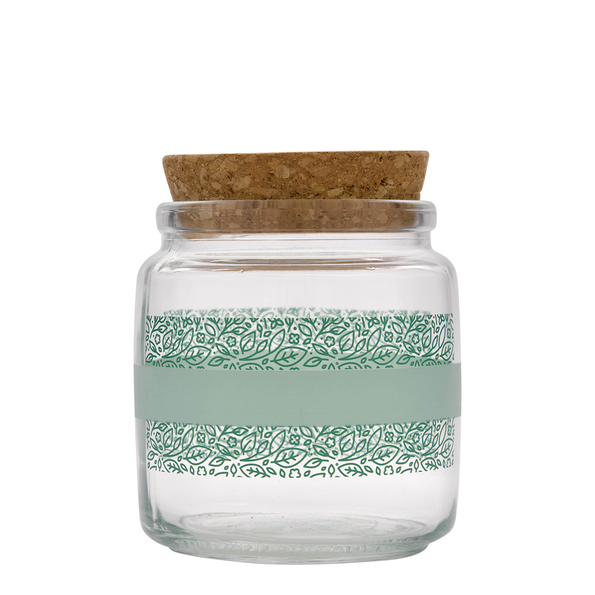 750 ml cork top jar 'Giara', print: naturalmente verde, closure: cork