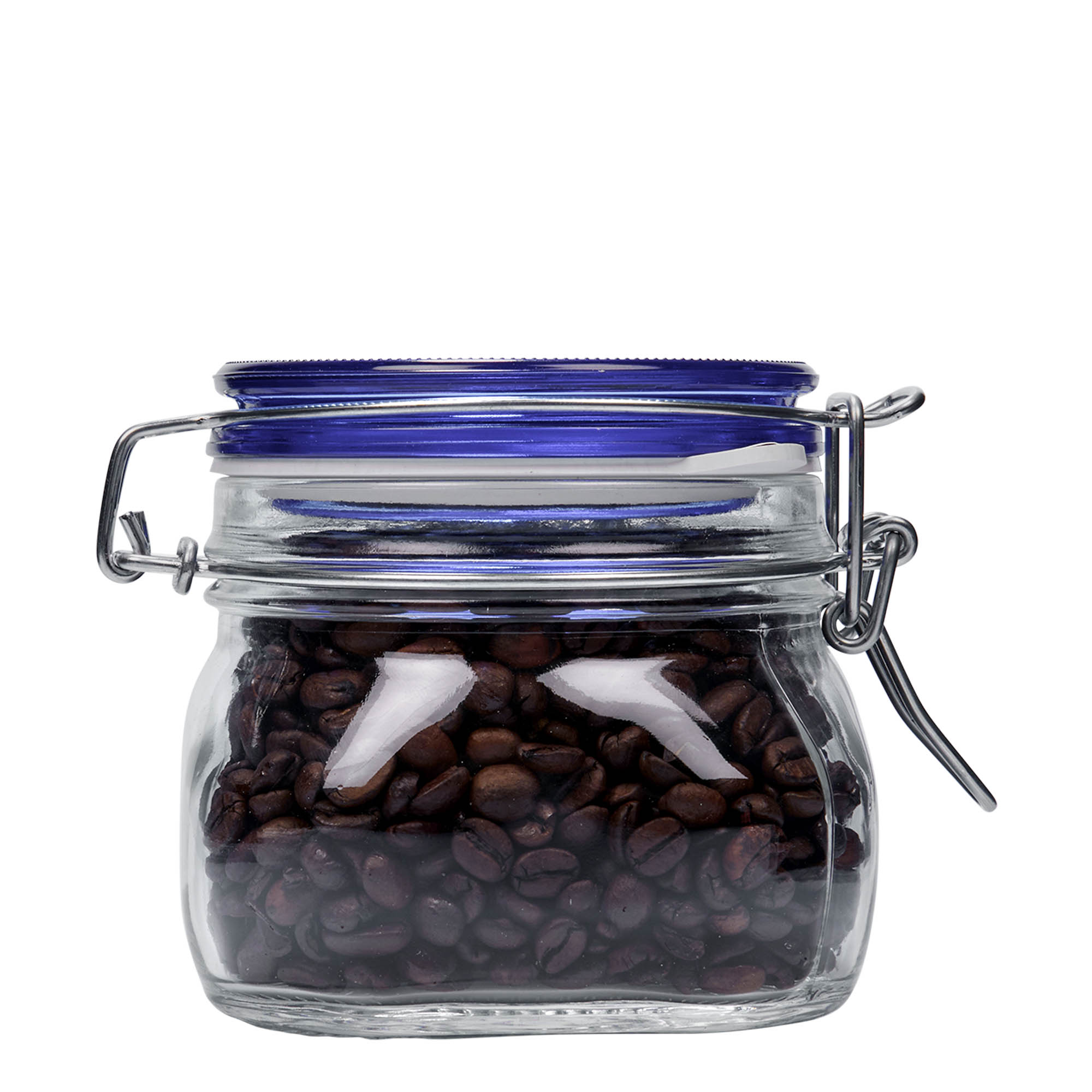 500 ml wire bail jar 'Fido' Blue Top, square, opening: wire bail closure 500 ml wire bail jar 'Fido' Blue Top, square, opening: wire bail closure