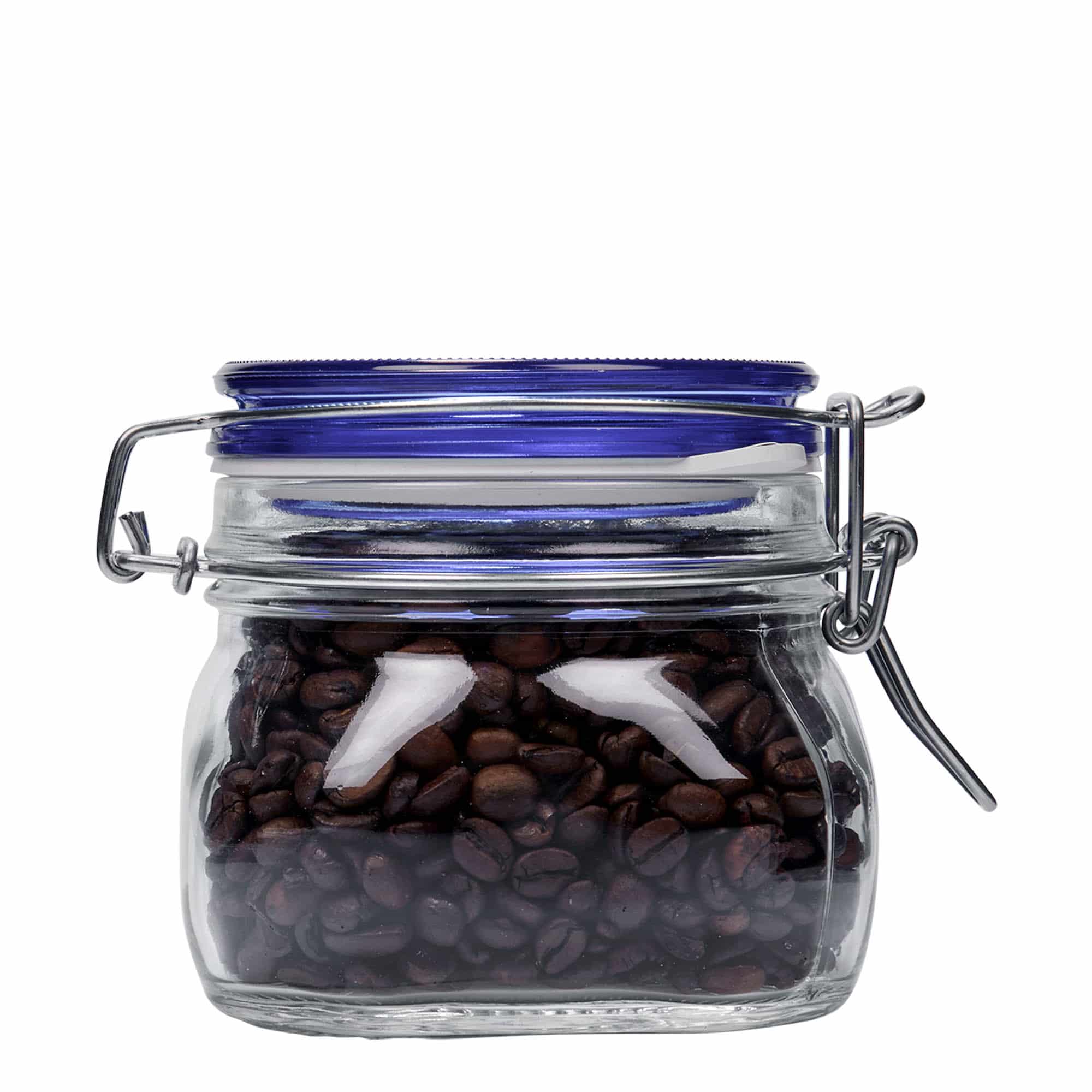 500 ml wire bail jar ‘Fido’ Blue Top, square, opening: wire bail closure