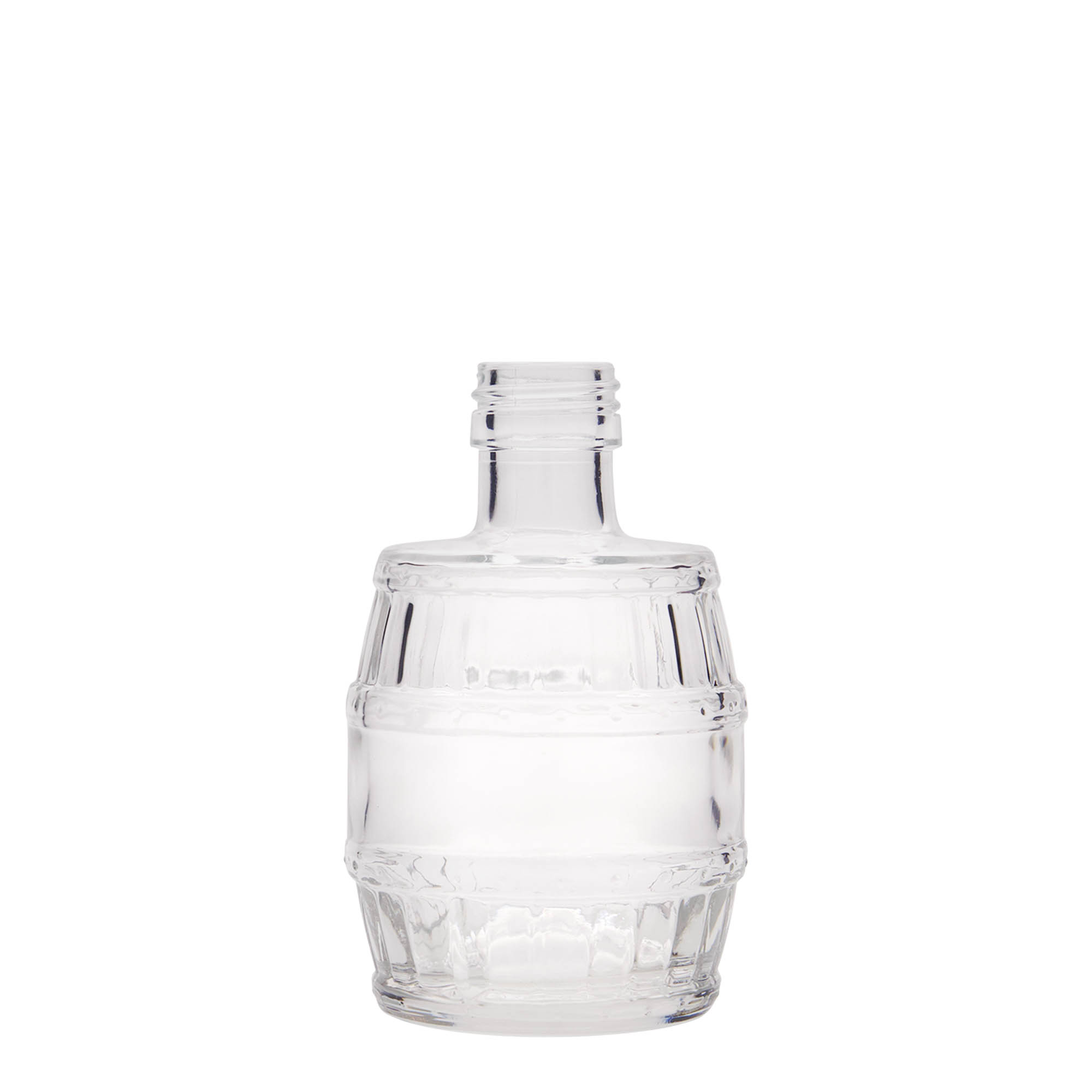 200 ml glass bottle 'barrel', opening: PP 28 200 ml glass bottle 'barrel', opening: PP 28