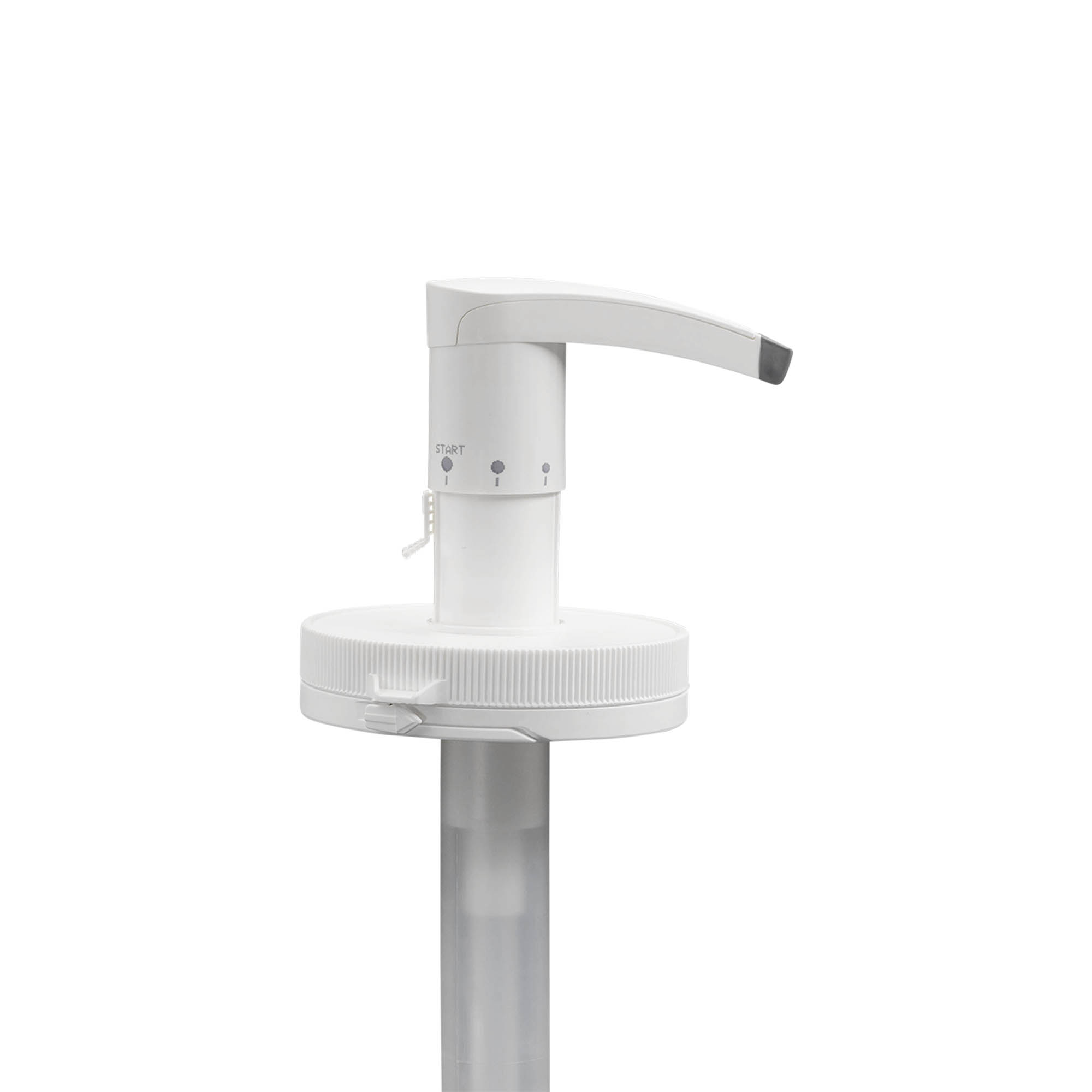 Dispenser pump for 655 ml 'Securibox', PE plastic, white, for opening: screw cap Dispenser pump for 655 ml 'Securibox', PE plastic, white, for opening: screw cap